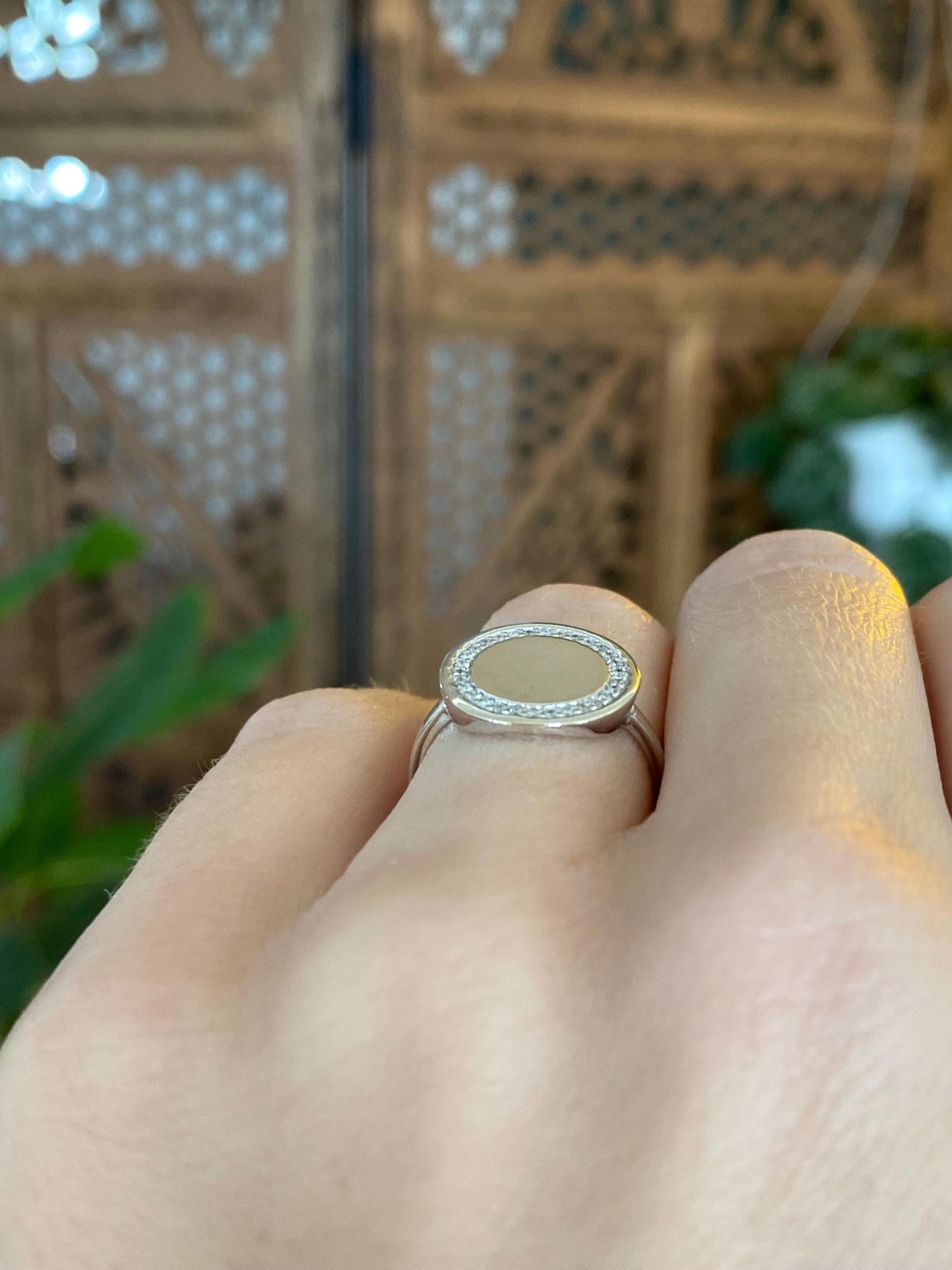 Vintage Solid 14k White Gold Diamond Halo Ring - Size 5.5