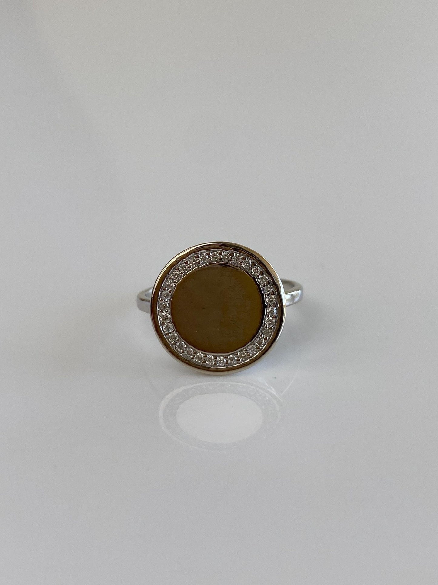Vintage Solid 14k White Gold Diamond Halo Ring - Size 5.5