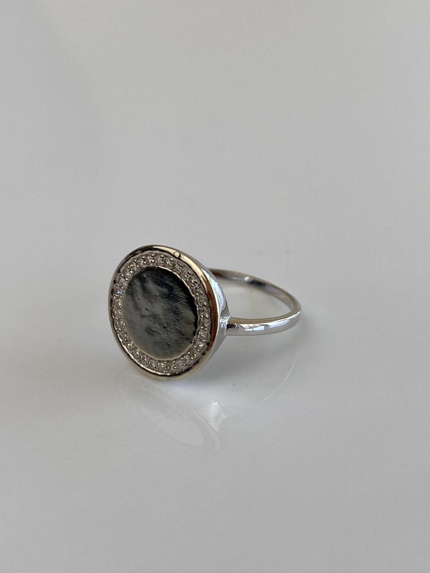 Vintage Solid 14k White Gold Diamond Halo Ring - Size 5.5