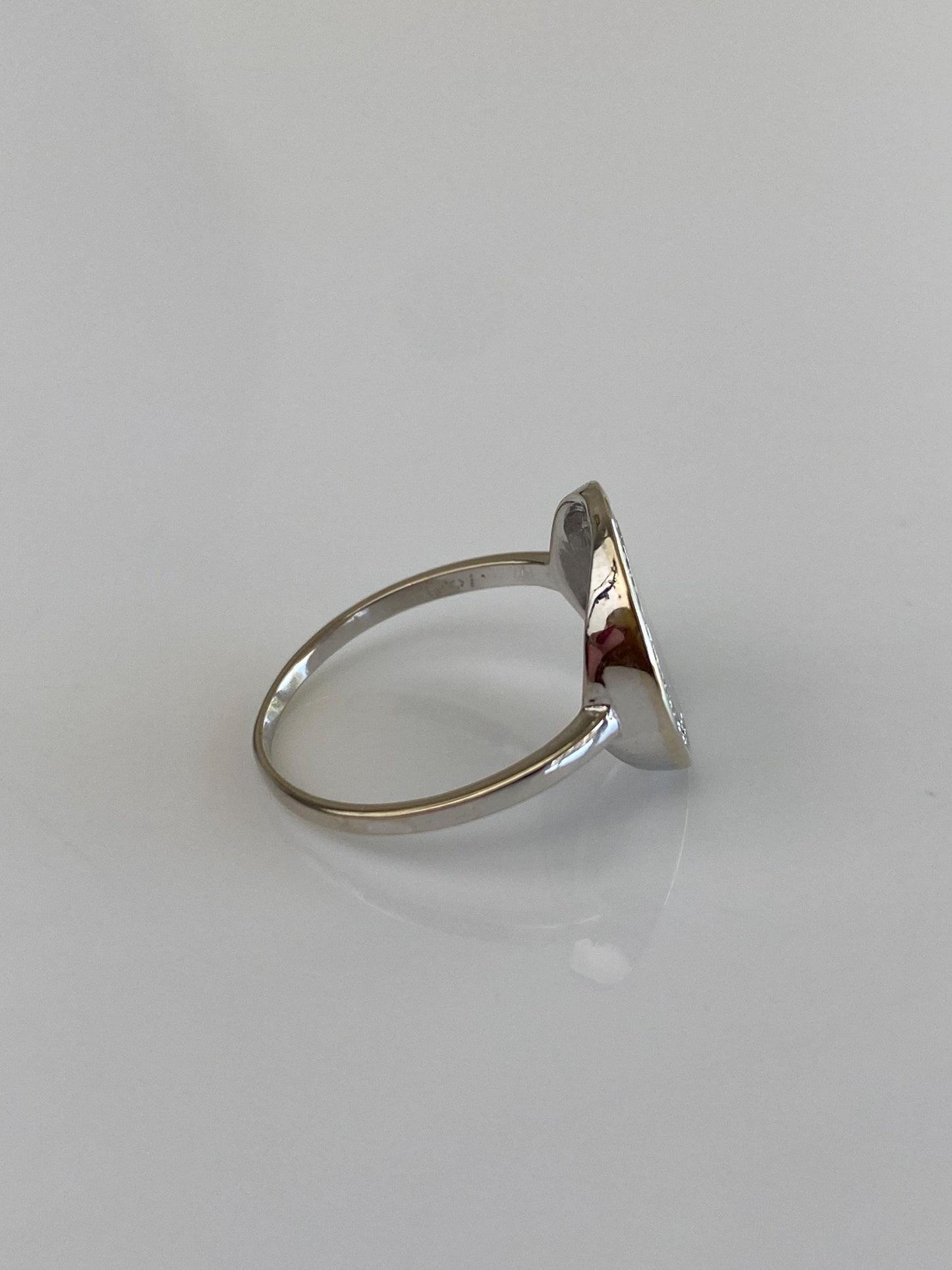 Vintage Solid 14k White Gold Diamond Halo Ring - Size 5.5