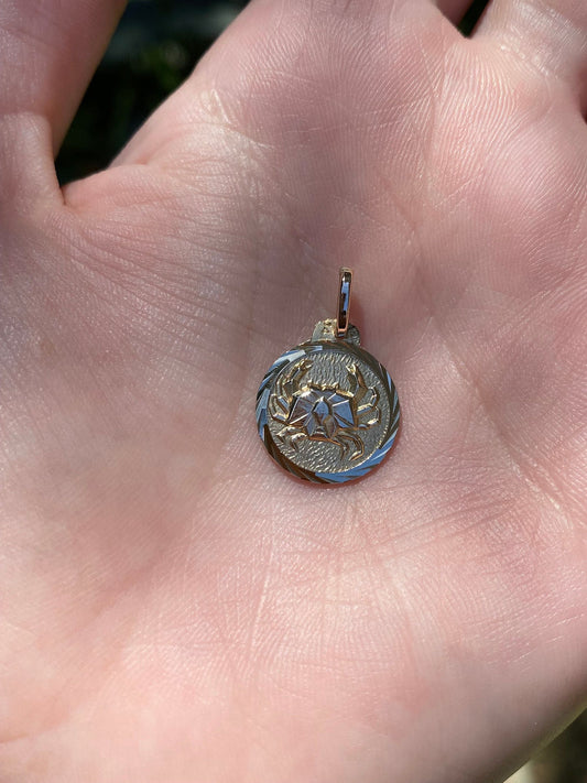 Vintage Solid 14k Yellow Gold Cancer Zodiac Charm