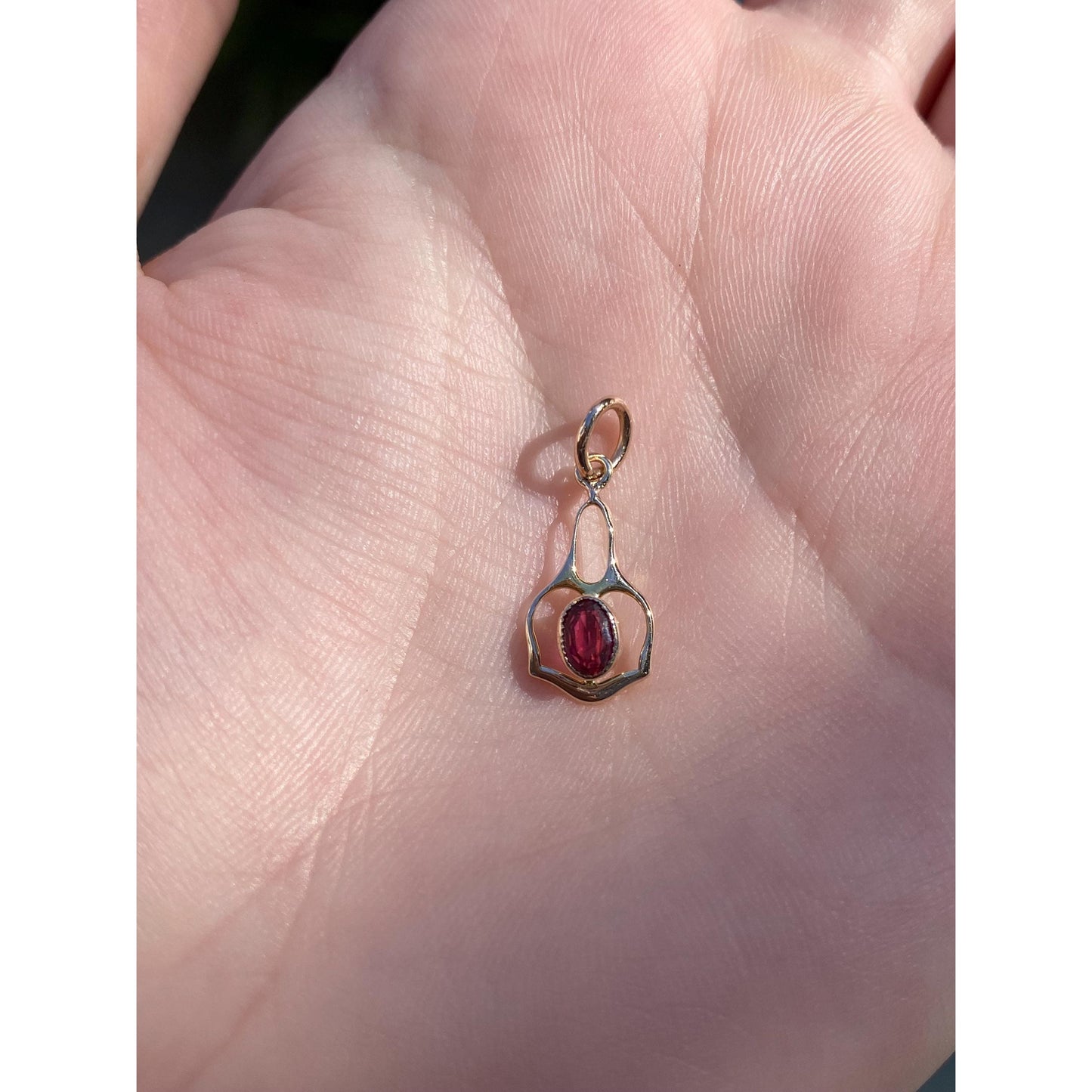 Vintage Solid 10k Yellow Gold Red Cubic Zirconia Stick Pin Conversion Charm