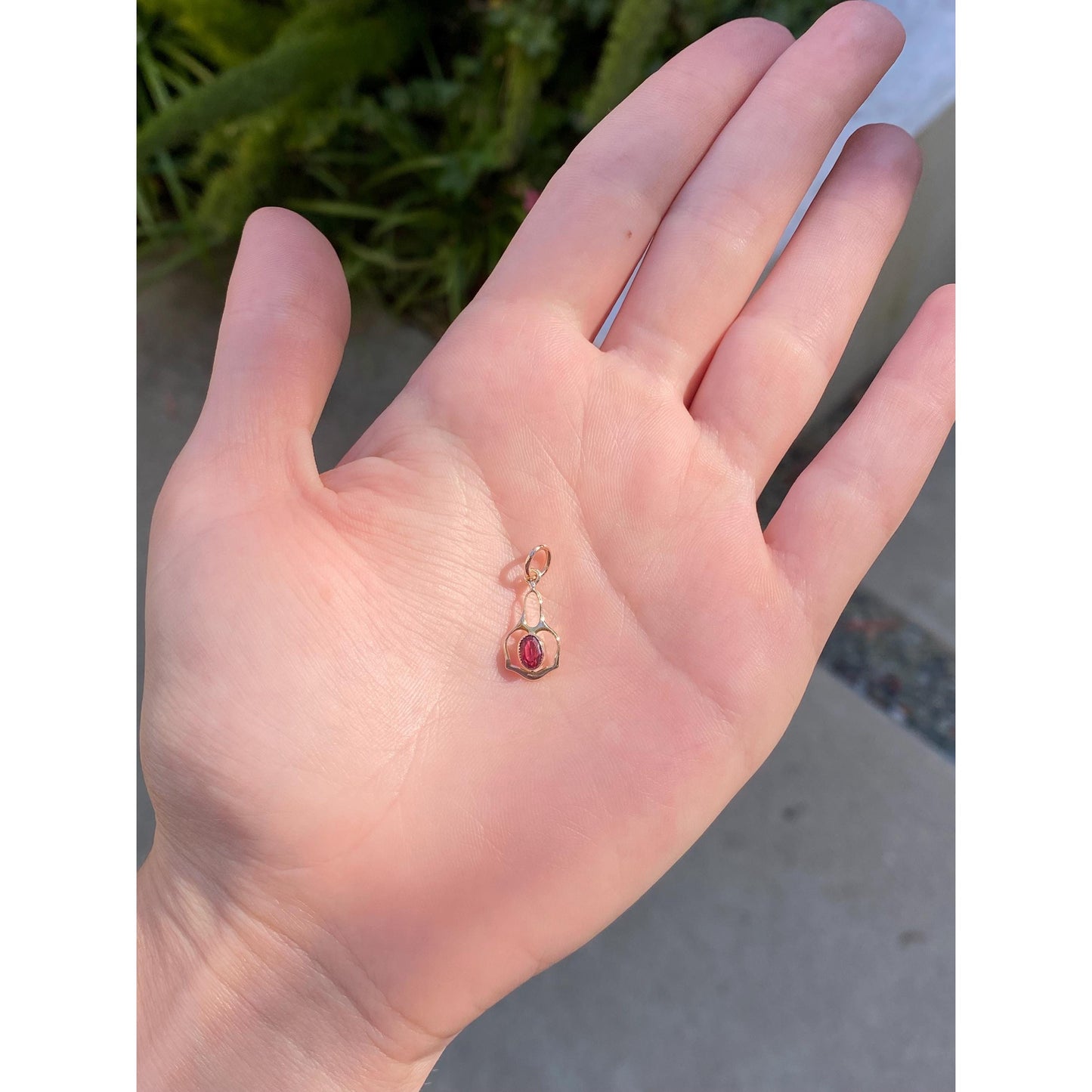 Vintage Solid 10k Yellow Gold Red Cubic Zirconia Stick Pin Conversion Charm