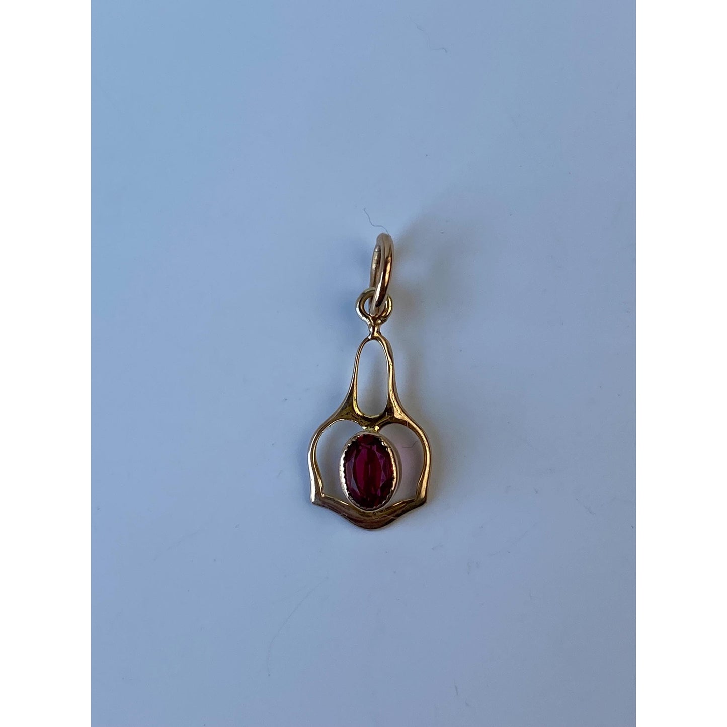 Vintage Solid 10k Yellow Gold Red Cubic Zirconia Stick Pin Conversion Charm