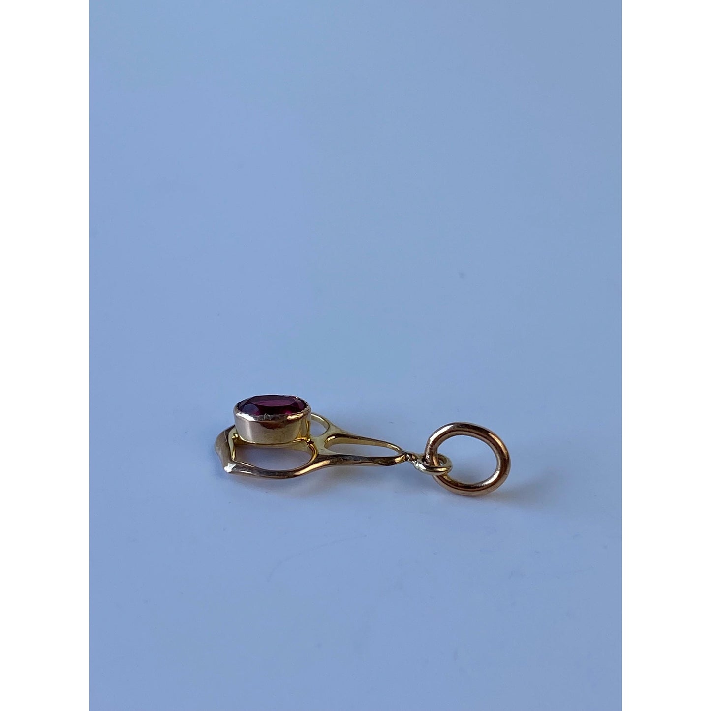 Vintage Solid 10k Yellow Gold Red Cubic Zirconia Stick Pin Conversion Charm