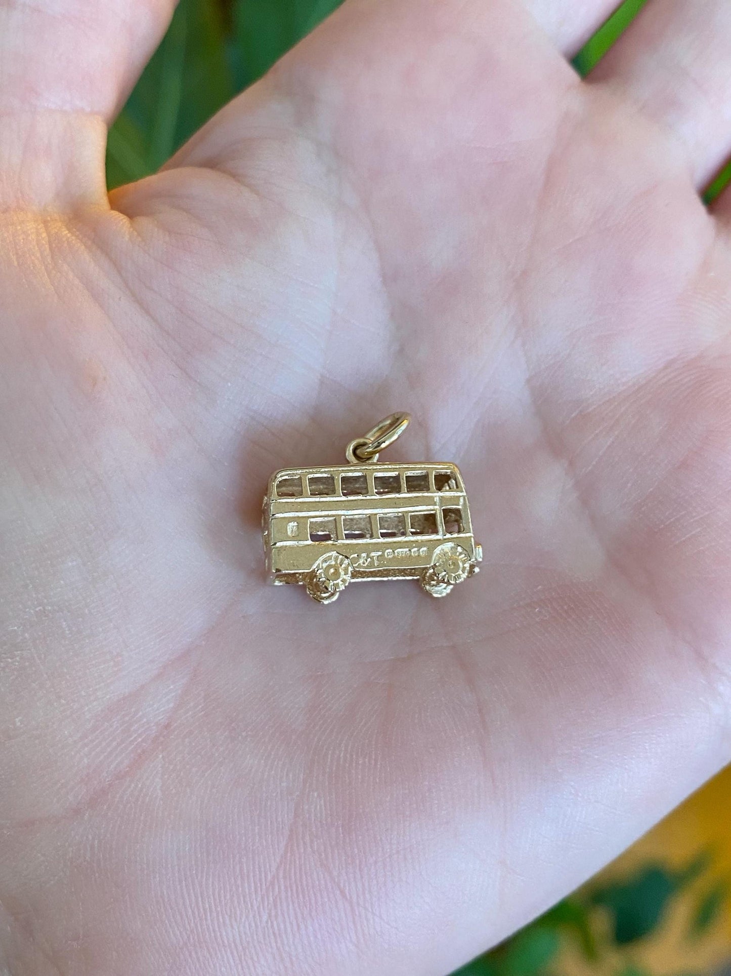 Vintage Solid 9k Yellow Gold Double Decker Bus Charm