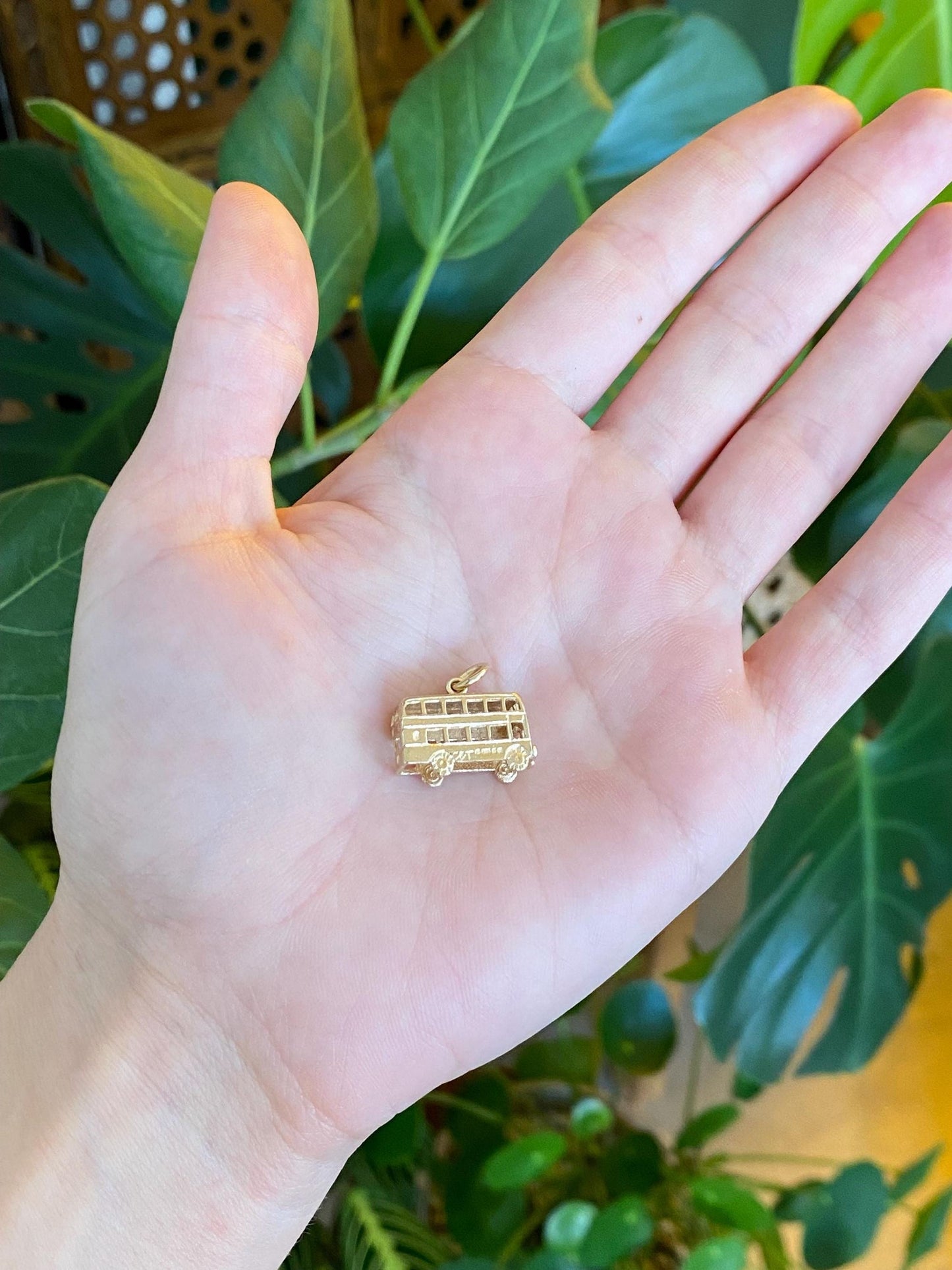 Vintage Solid 9k Yellow Gold Double Decker Bus Charm