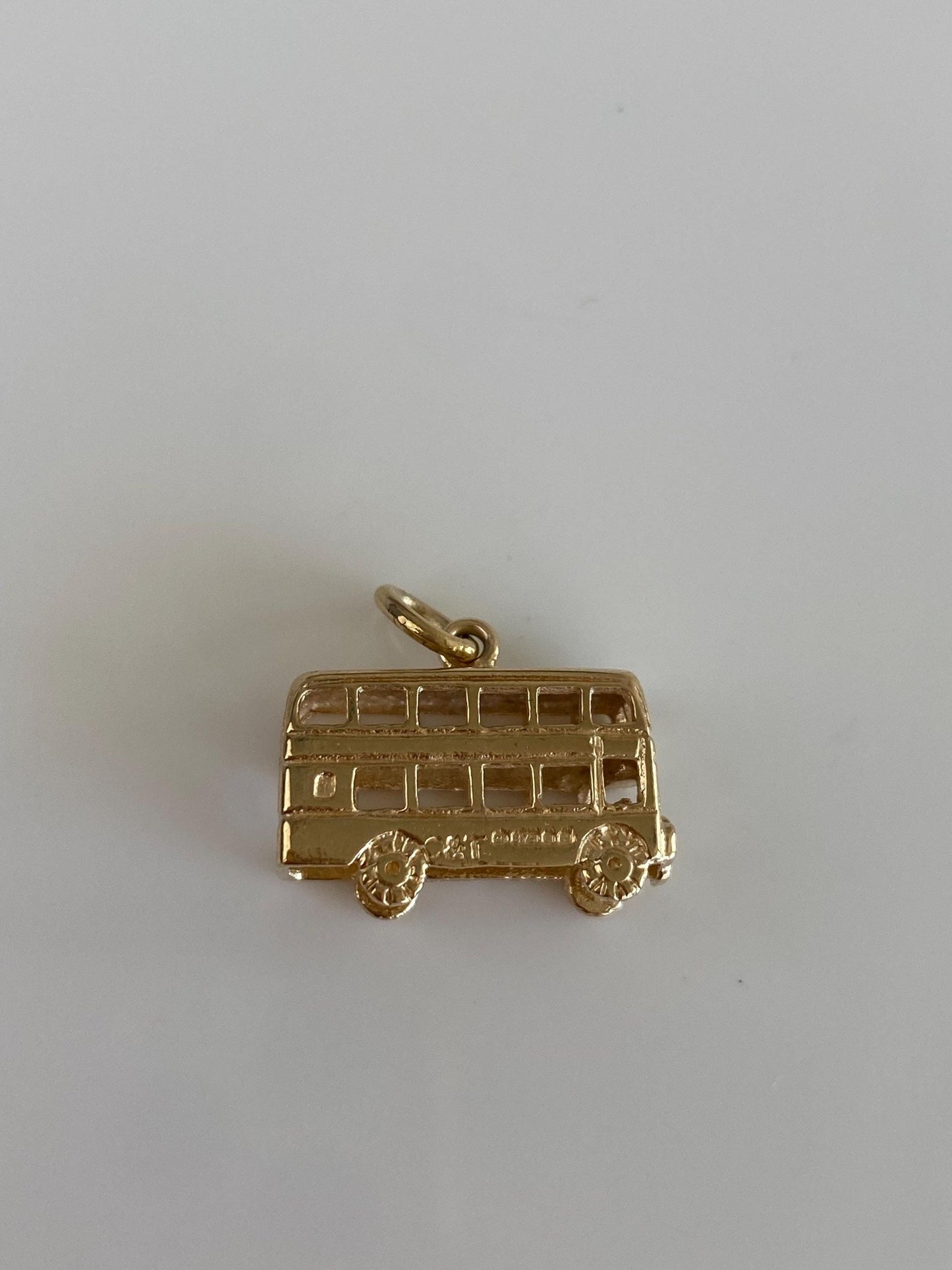 Vintage Solid 9k Yellow Gold Double Decker Bus Charm
