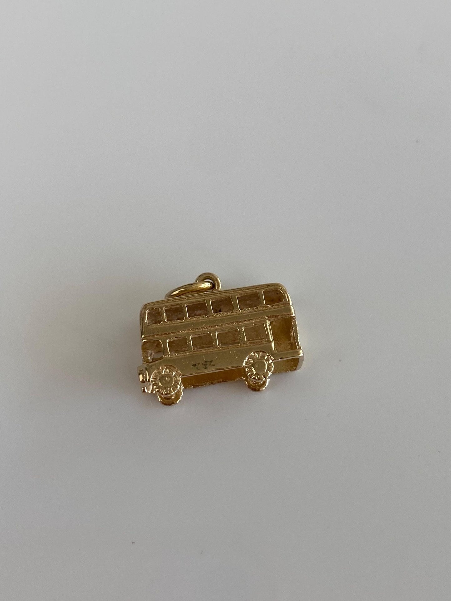 Vintage Solid 9k Yellow Gold Double Decker Bus Charm