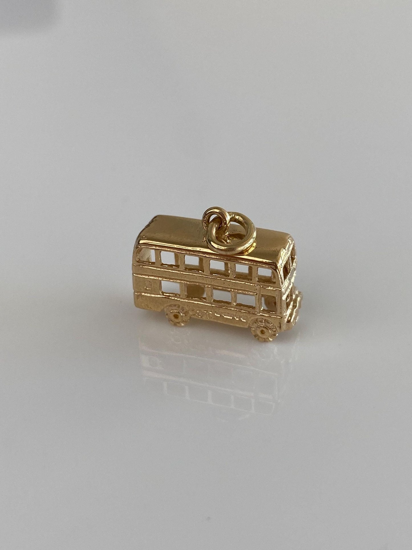 Vintage Solid 9k Yellow Gold Double Decker Bus Charm