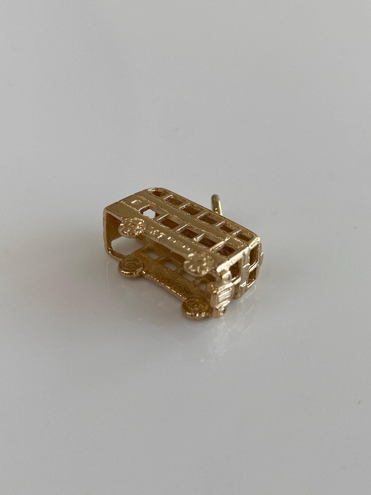 Vintage Solid 9k Yellow Gold Double Decker Bus Charm