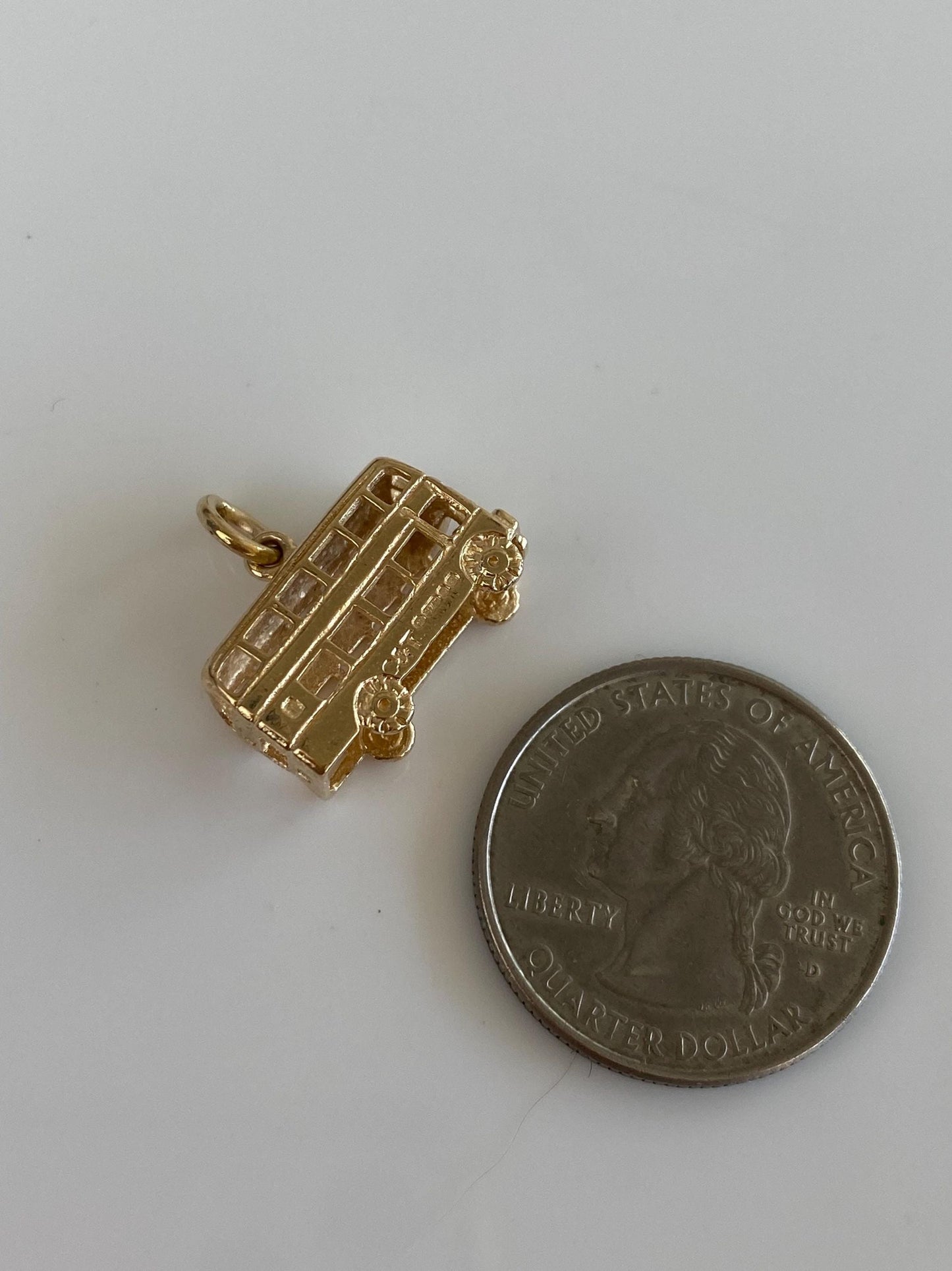 Vintage Solid 9k Yellow Gold Double Decker Bus Charm