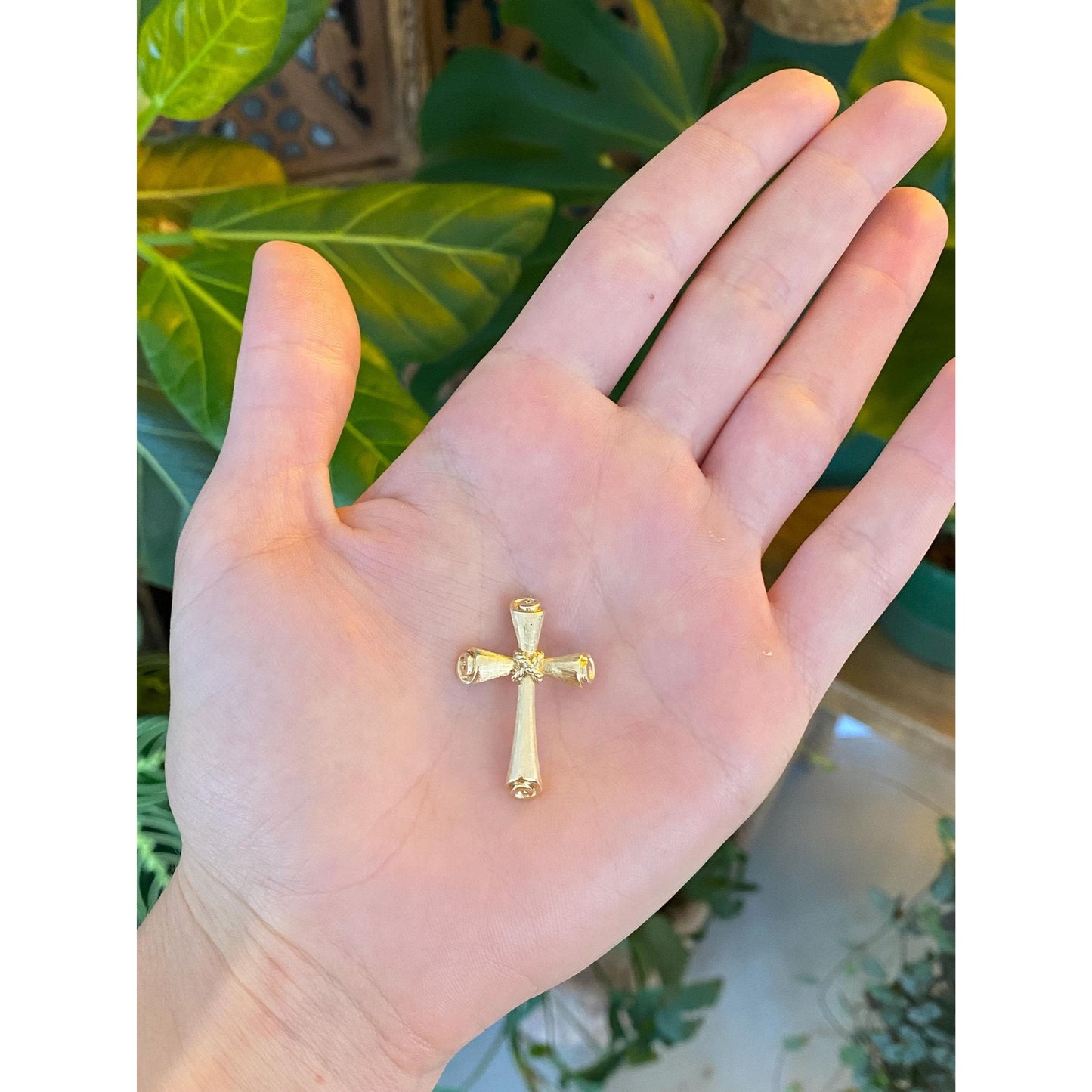 Vintage Solid 14k Yellow Gold Cross Slide Charm