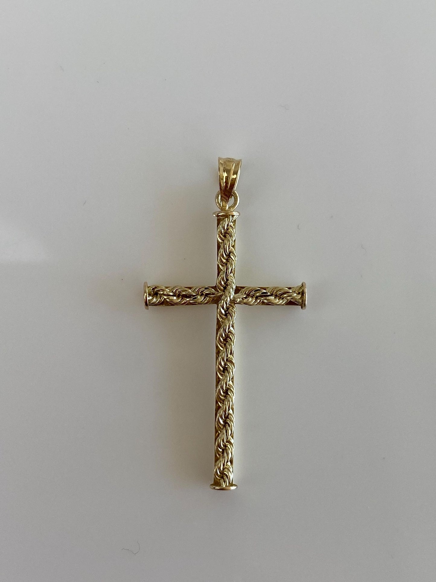 Vintage 14k Yellow Gold Rope Chain Cross Charm