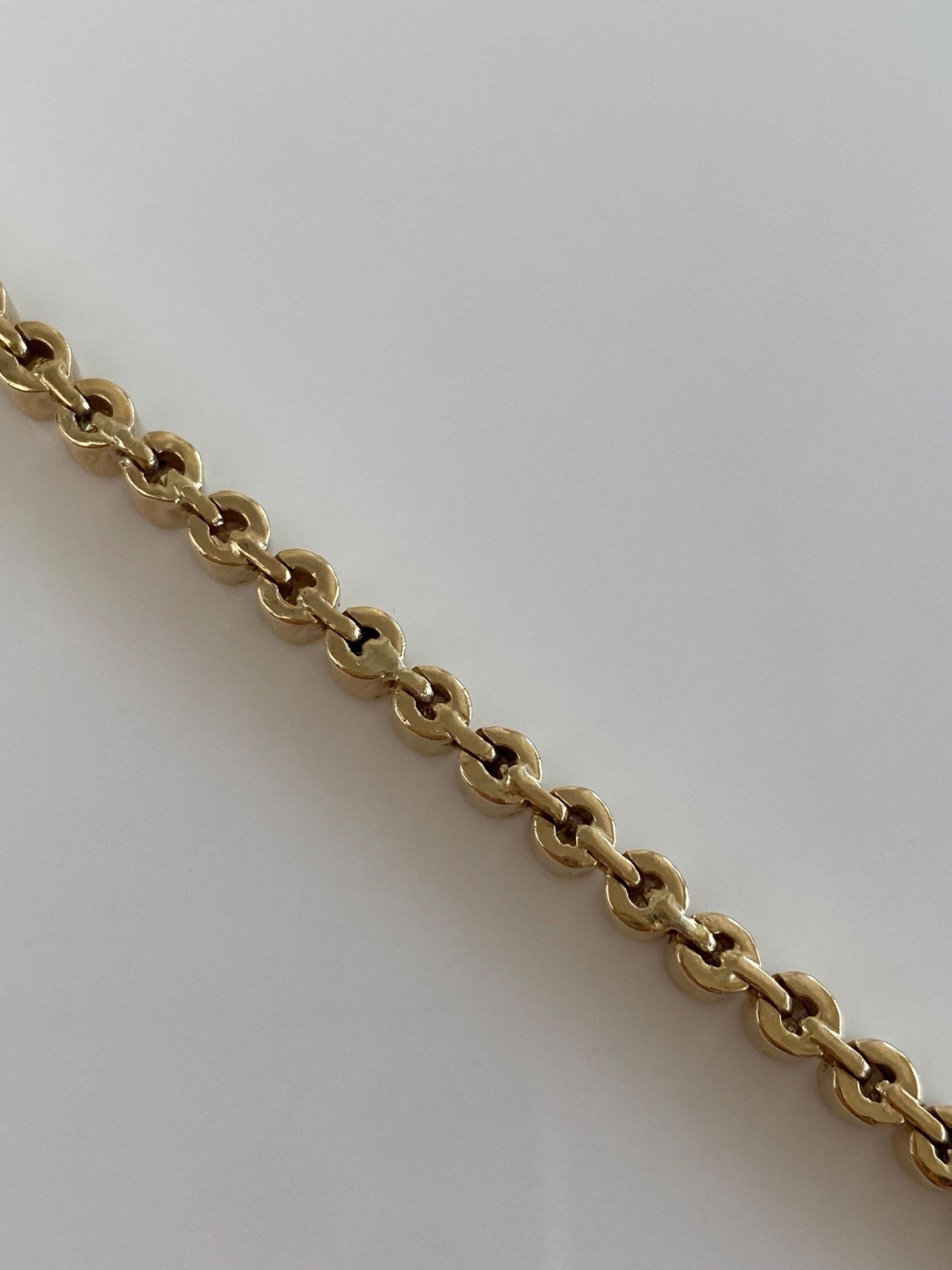 Vintage Solid 14k Yellow Gold Bezel Set Diamond Link Bracelet - 7.25 Inches
