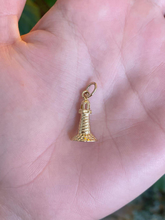 Vintage Solid 14k Yellow Gold Lighthouse Charm