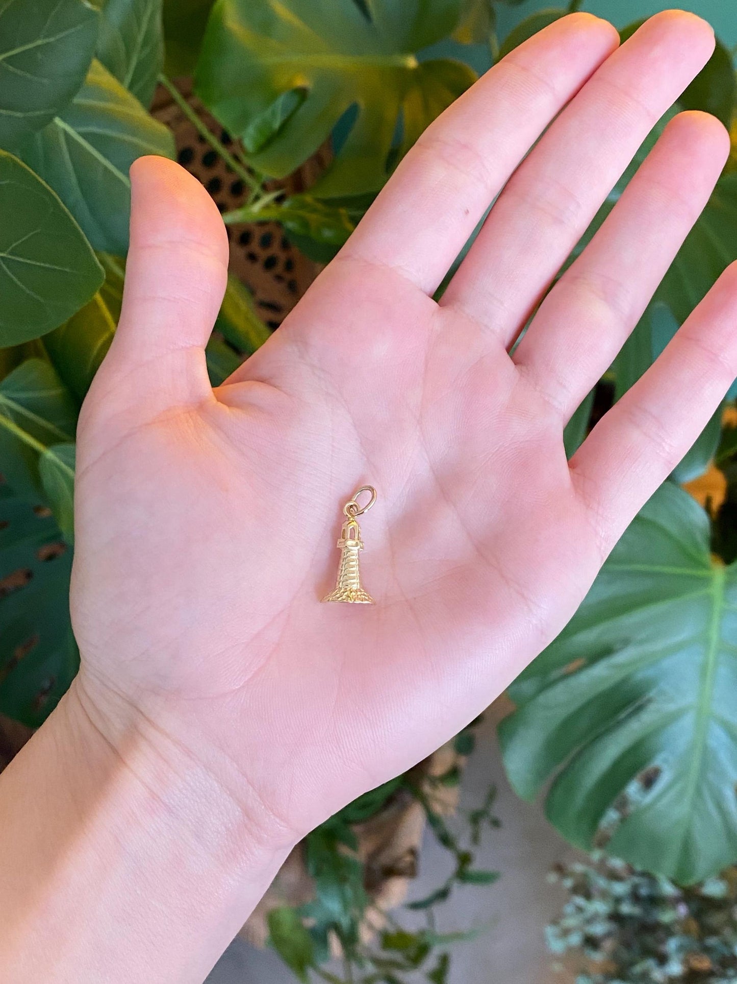Vintage Solid 14k Yellow Gold Lighthouse Charm