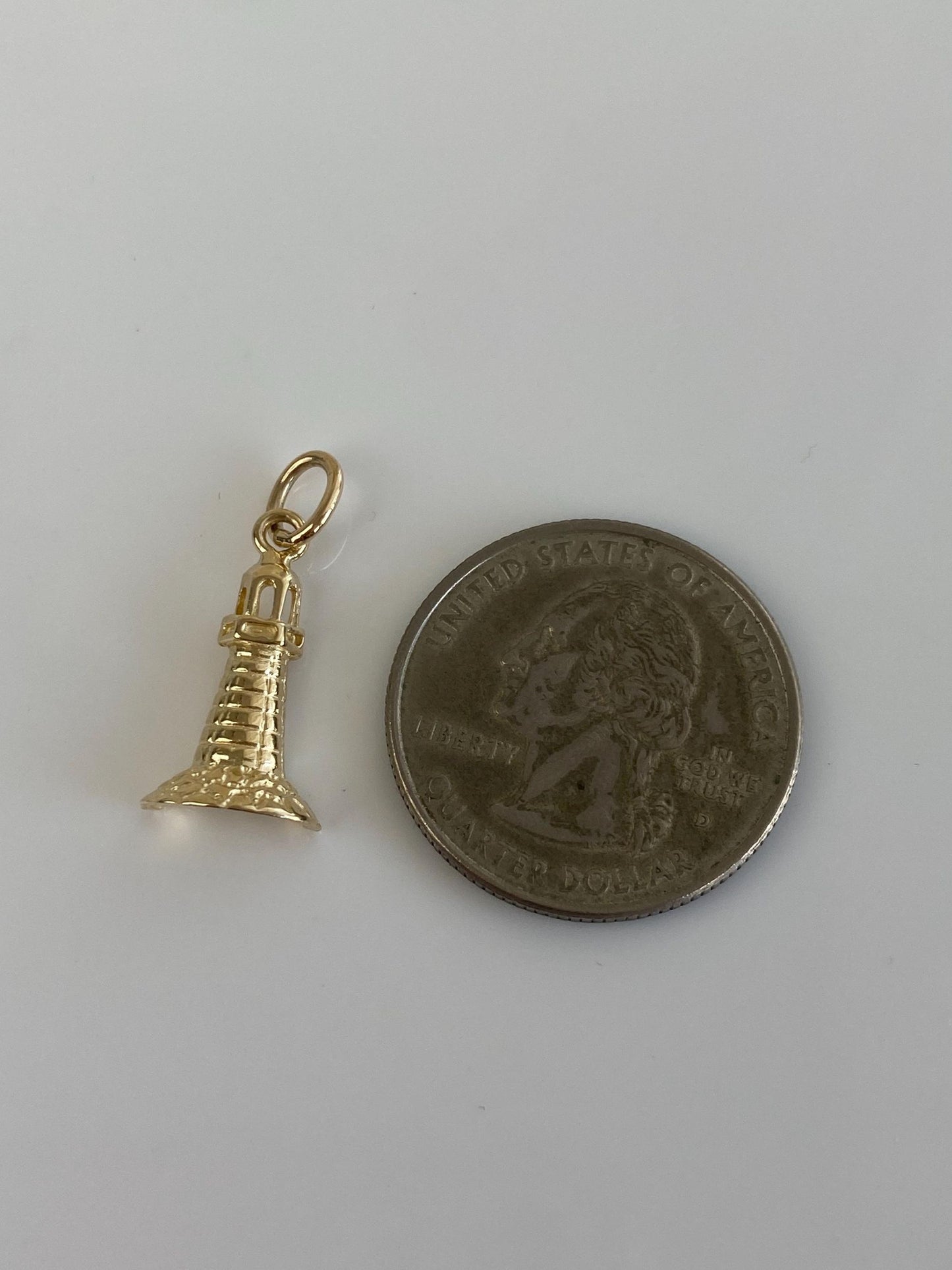Vintage Solid 14k Yellow Gold Lighthouse Charm