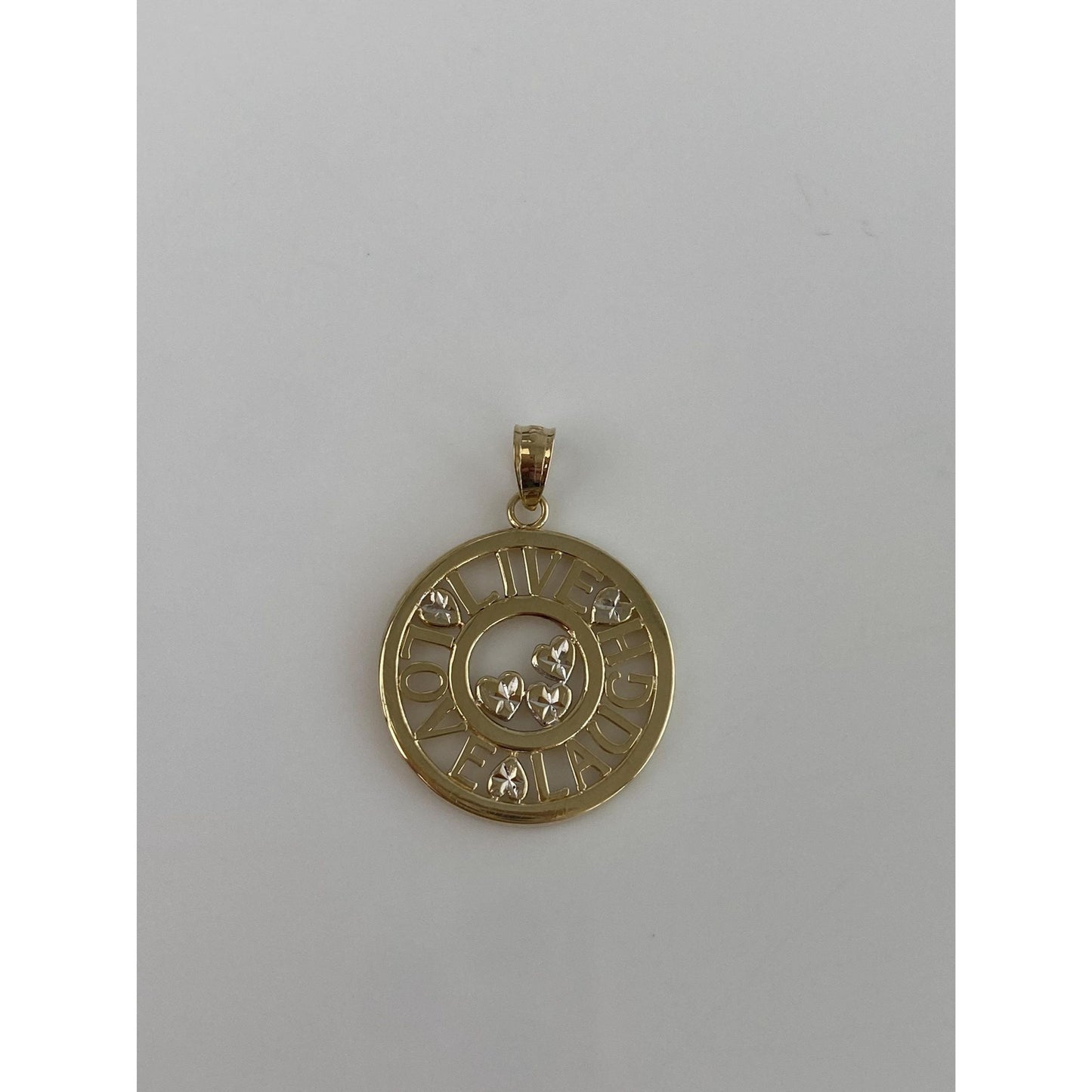 Vintage Solid 10k Yellow Gold Diamond Cut Live Laugh Love Charm