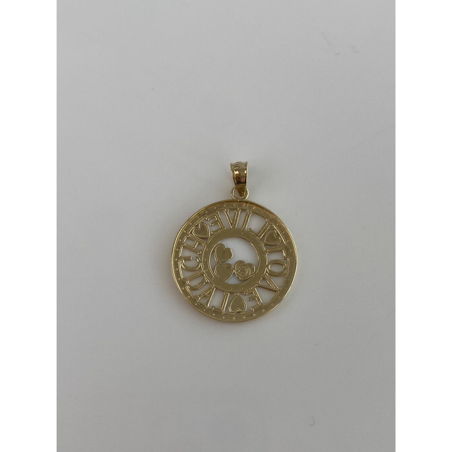 Vintage Solid 10k Yellow Gold Diamond Cut Live Laugh Love Charm