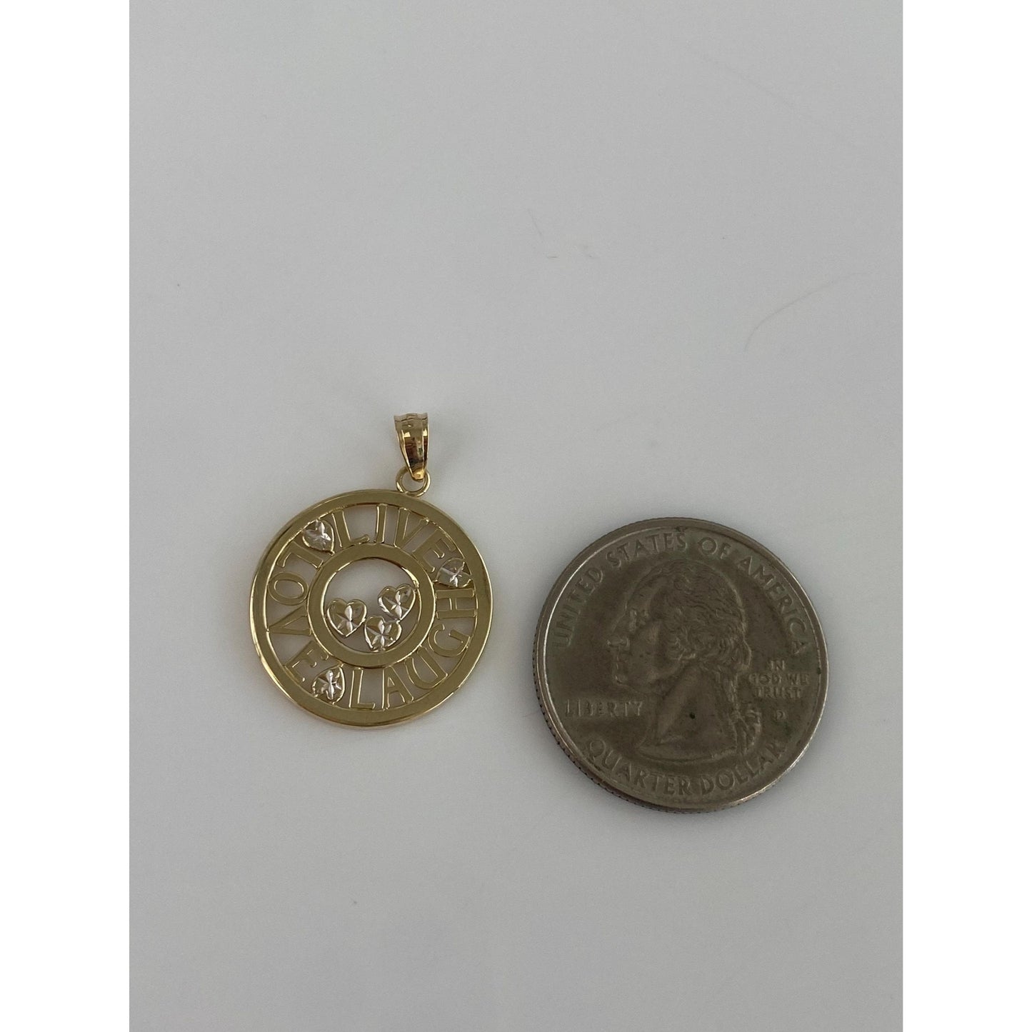 Vintage Solid 10k Yellow Gold Diamond Cut Live Laugh Love Charm