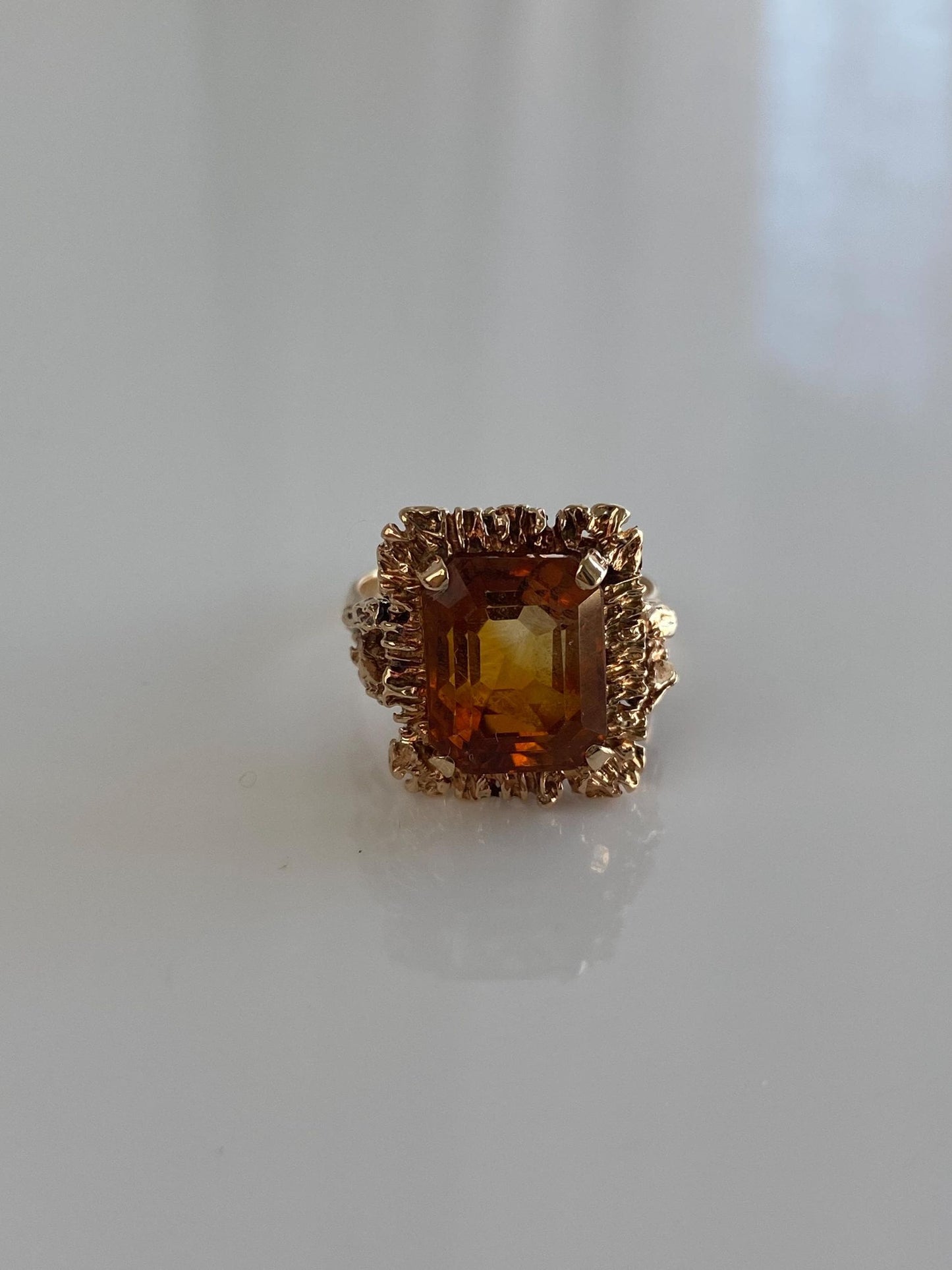 Vintage Solid 14k Rosey Gold Citrine Ring - Size 5.25
