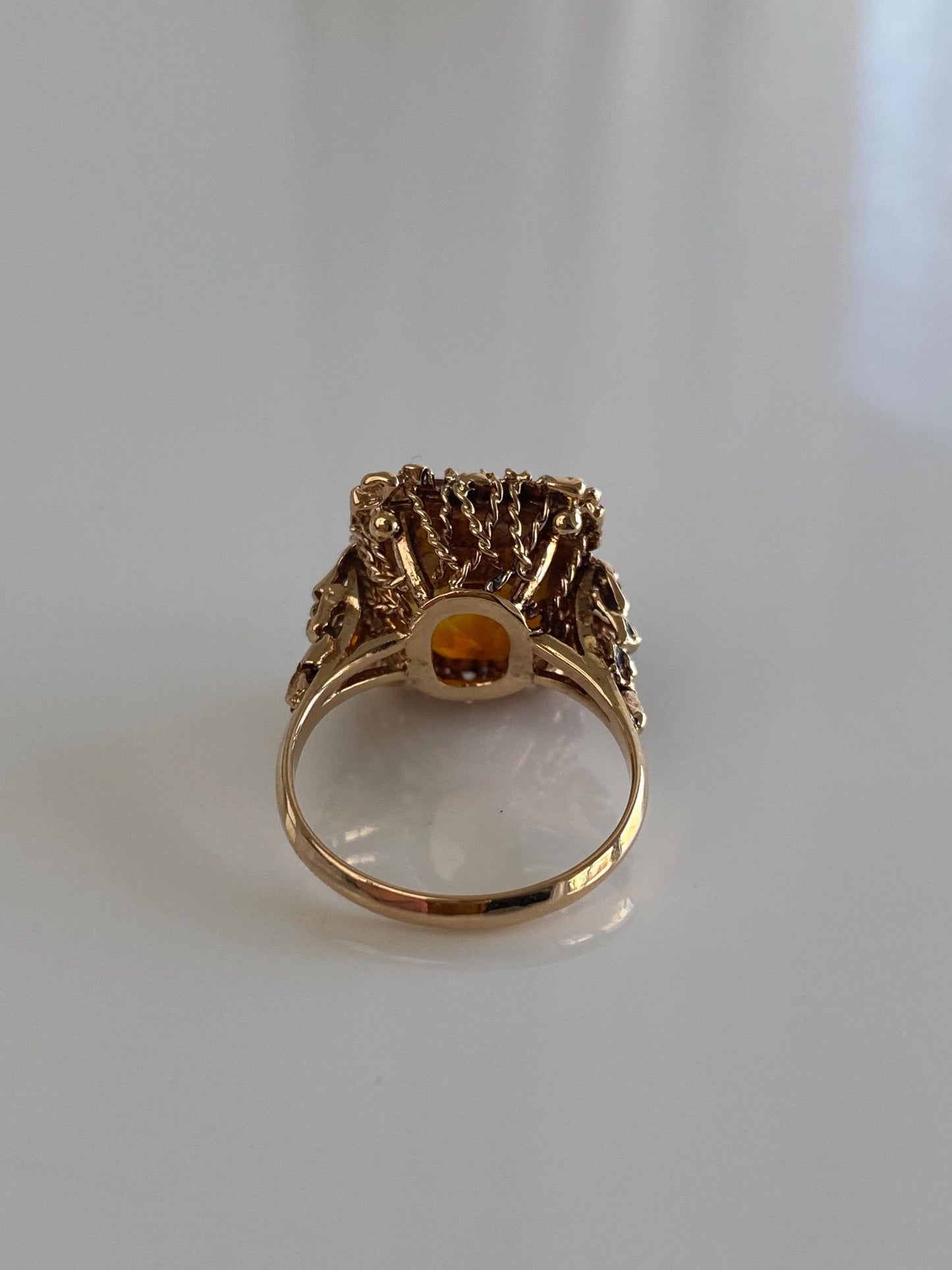 Vintage Solid 14k Rosey Gold Citrine Ring - Size 5.25
