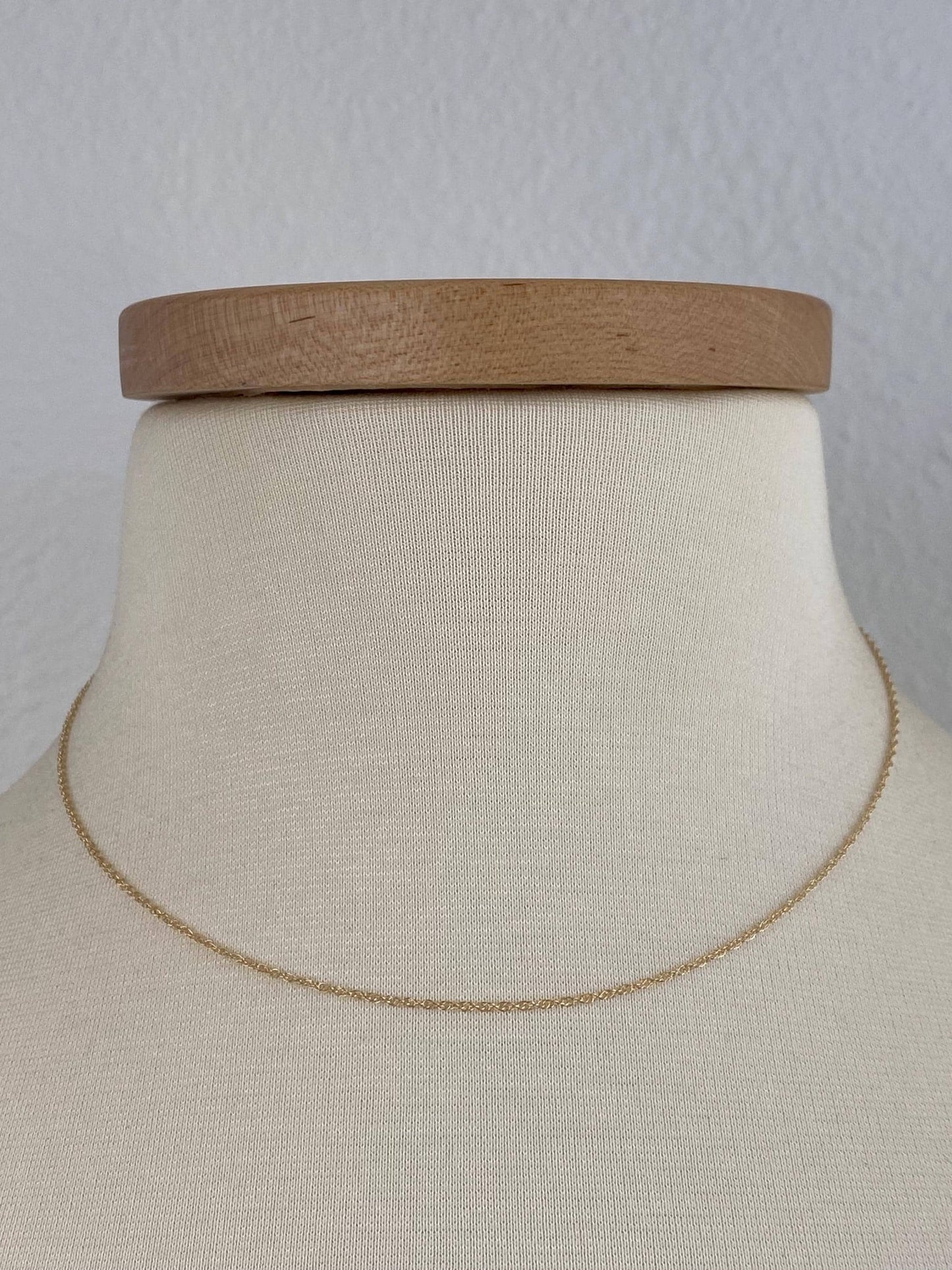 Vintage Solid 14k Yellow Gold Dainty Chain Necklace - 16.25 inches