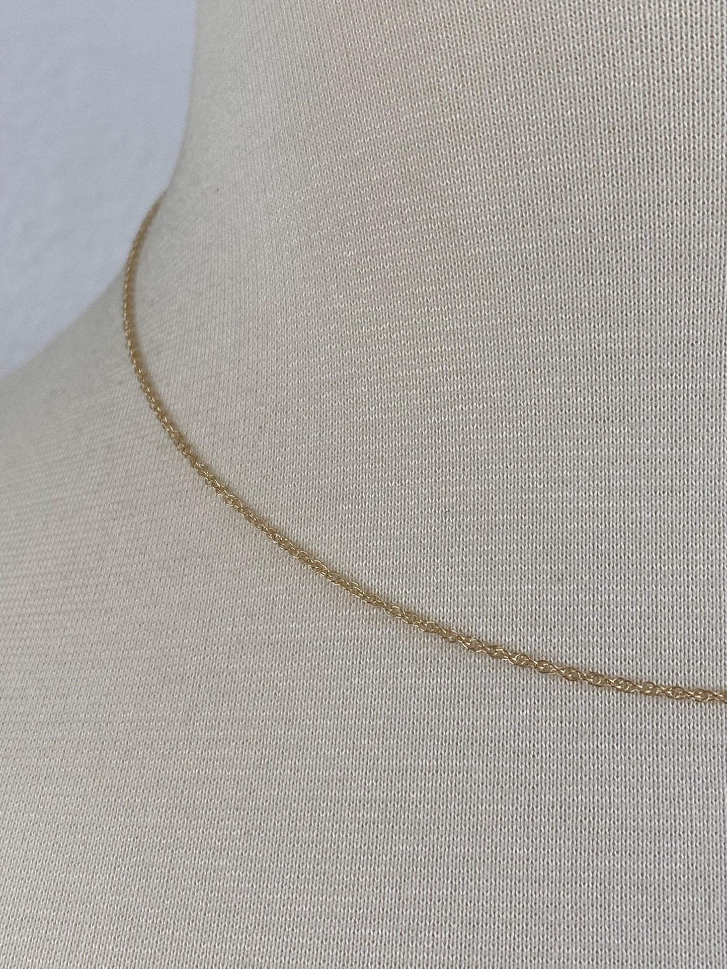Vintage Solid 14k Yellow Gold Dainty Chain Necklace - 16.25 inches