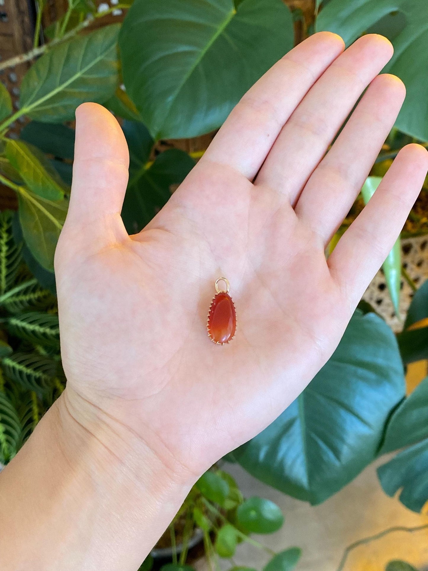 Vintage Solid 10k Yellow Gold Carnelian Charm