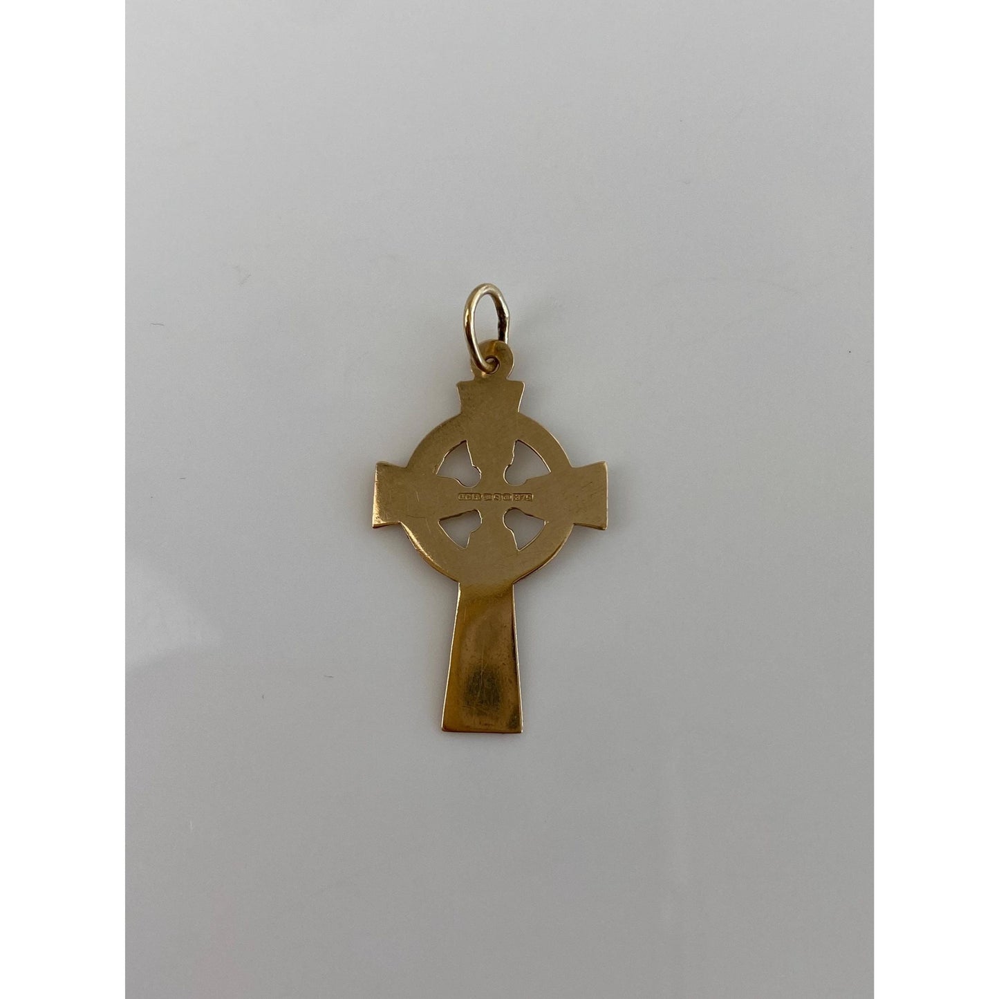 Vintage Solid 9k Yellow Gold Engraved Celtic Cross Charm