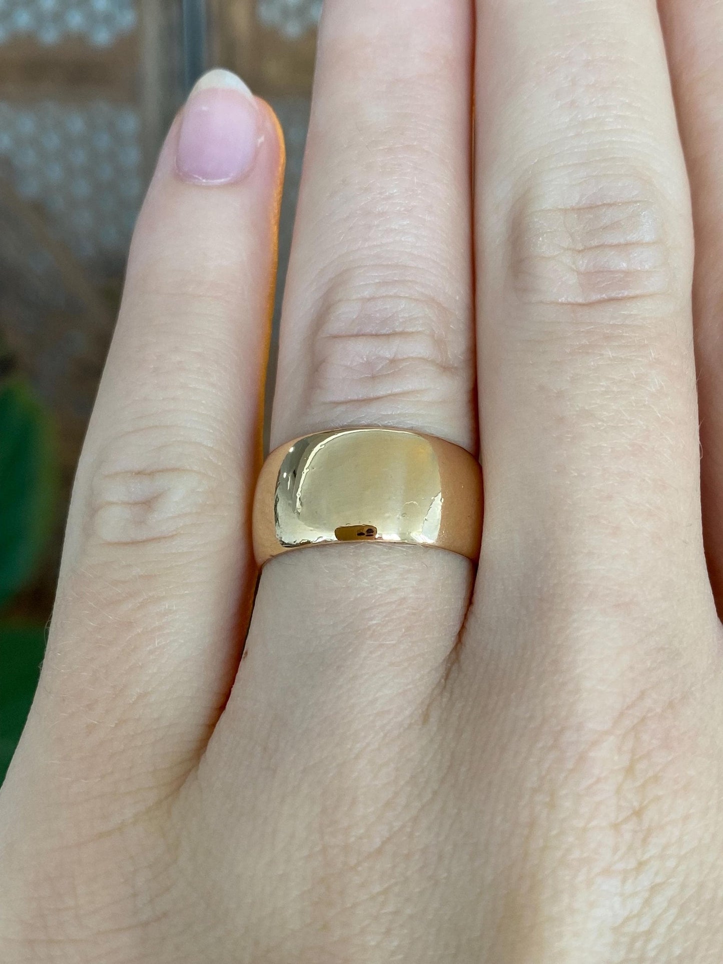 Vintage Solid 14k Yellow Gold Wide Ring Band - Size 6.75