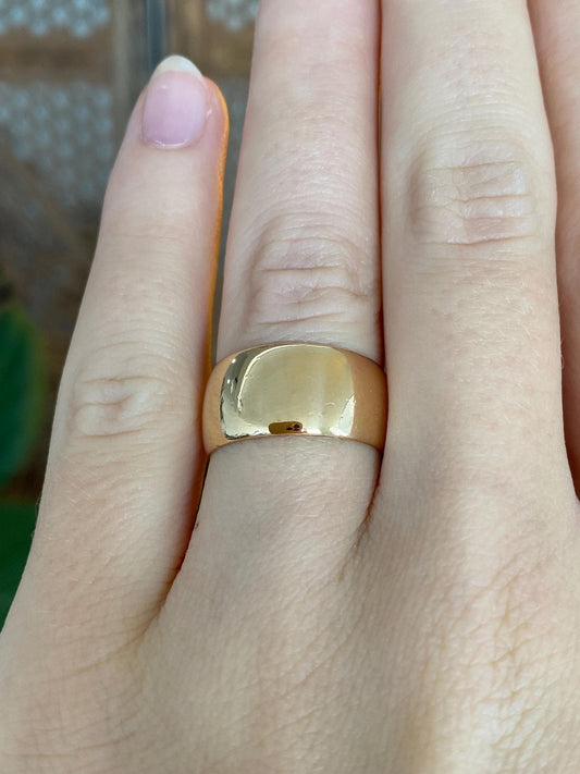 Vintage Solid 14k Yellow Gold Wide Ring Band - Size 6.75