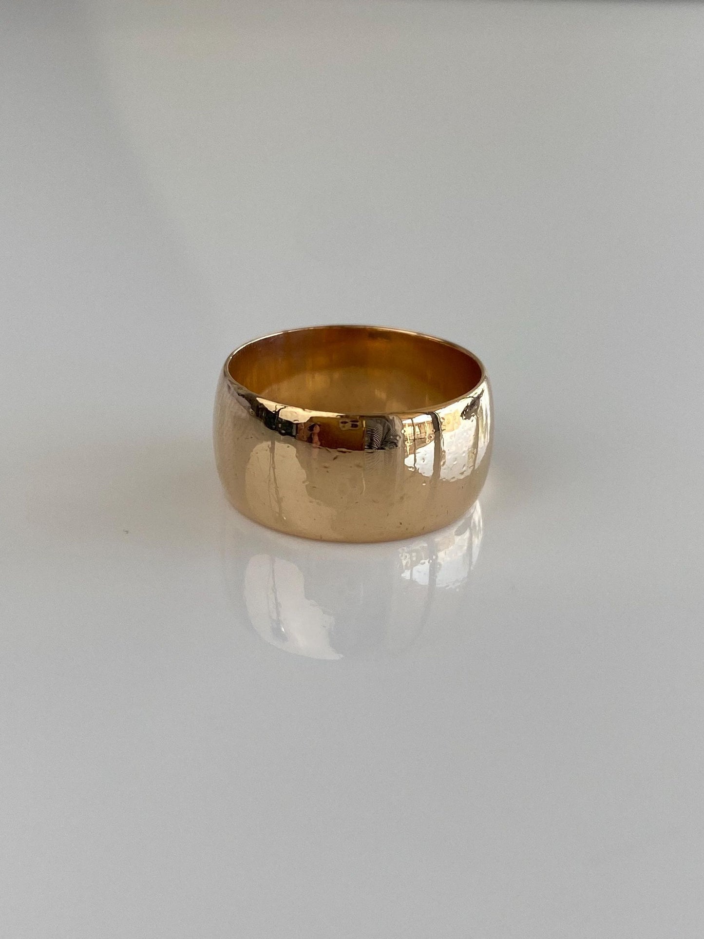 Vintage Solid 14k Yellow Gold Wide Ring Band - Size 6.75