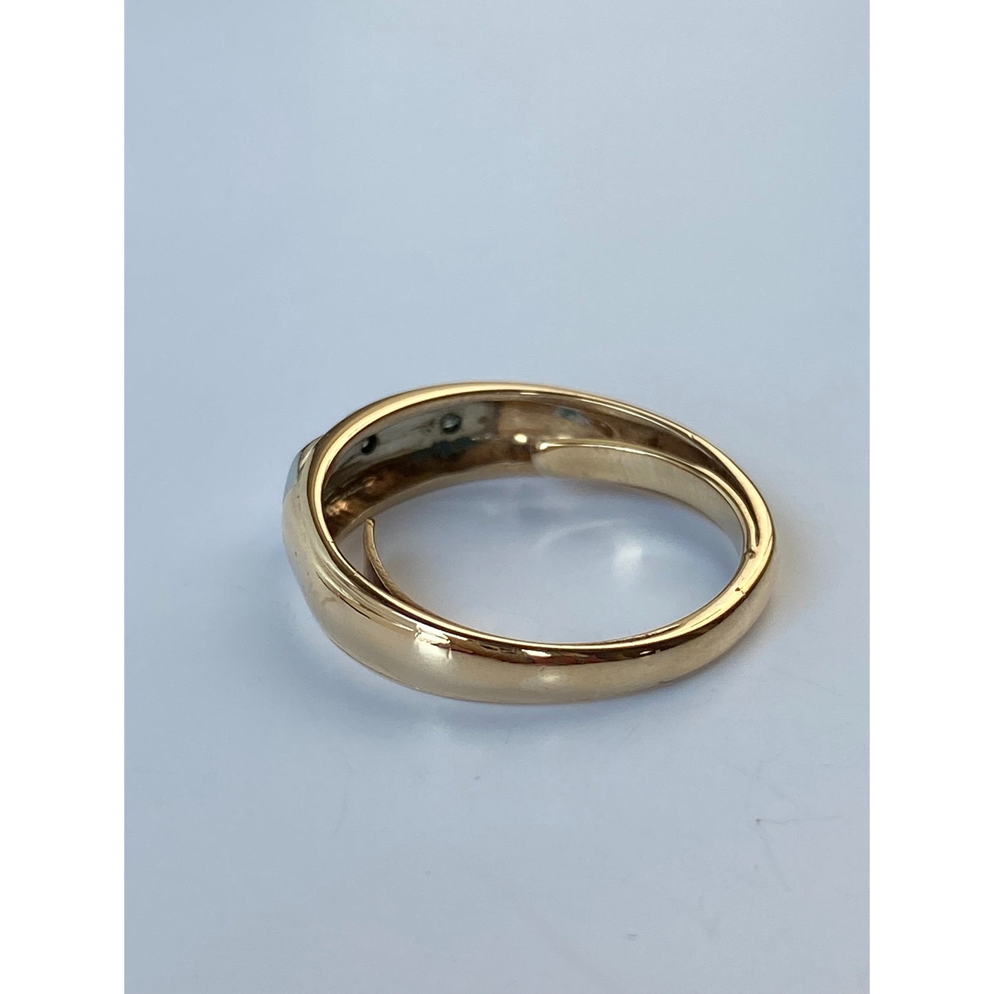 Vintage Solid 14k White & Yellow Gold Diamond Ring Band - Size 6.25