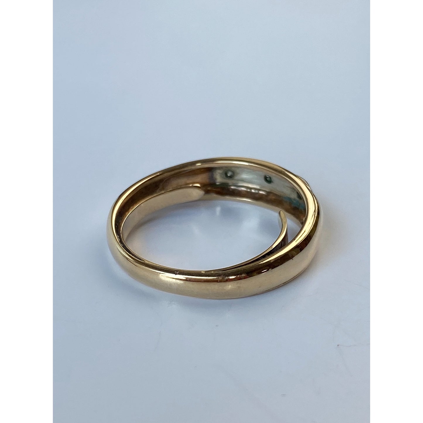 Vintage Solid 14k White & Yellow Gold Diamond Ring Band - Size 6.25