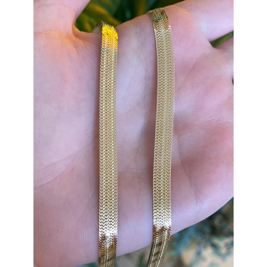Solid 14k Yellow Gold Flat Woven Chain Necklace - 18.25 inches