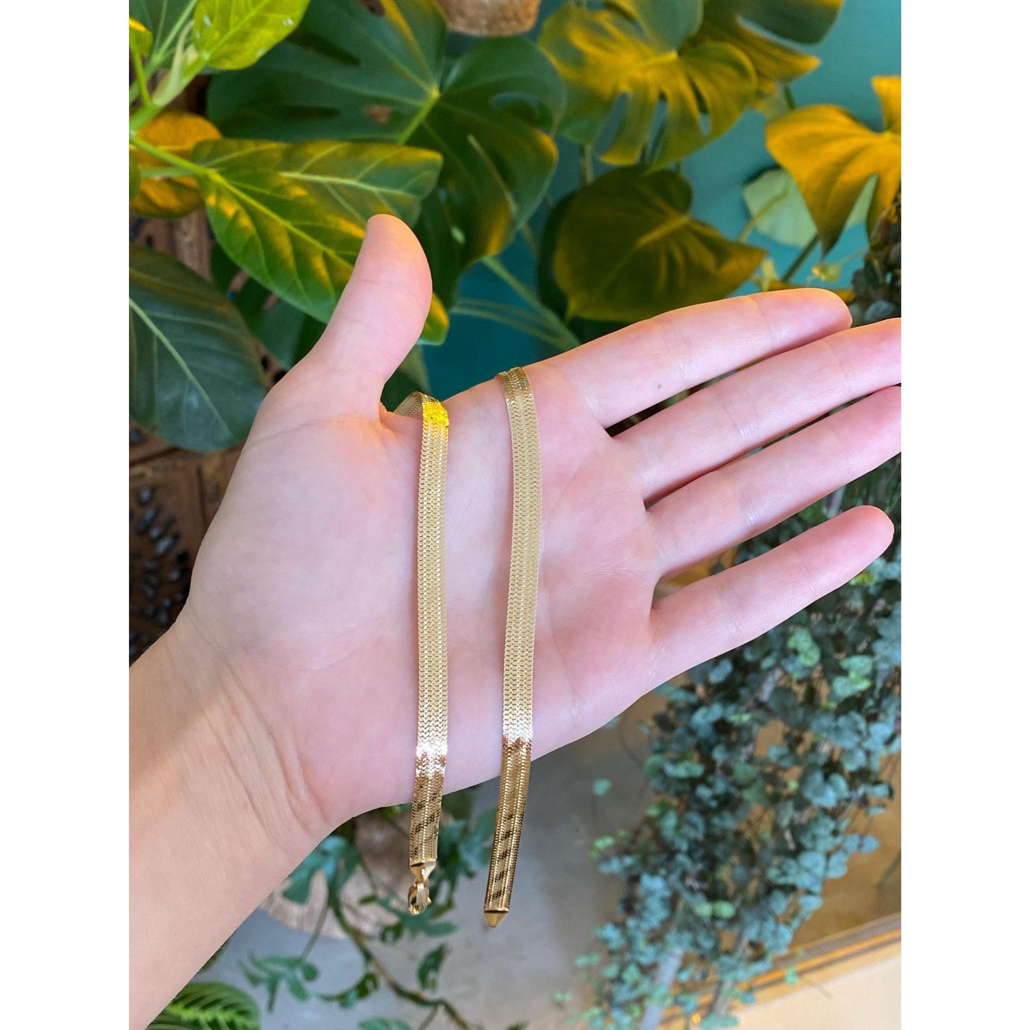 Solid 14k Yellow Gold Flat Woven Chain Necklace - 18.25 inches