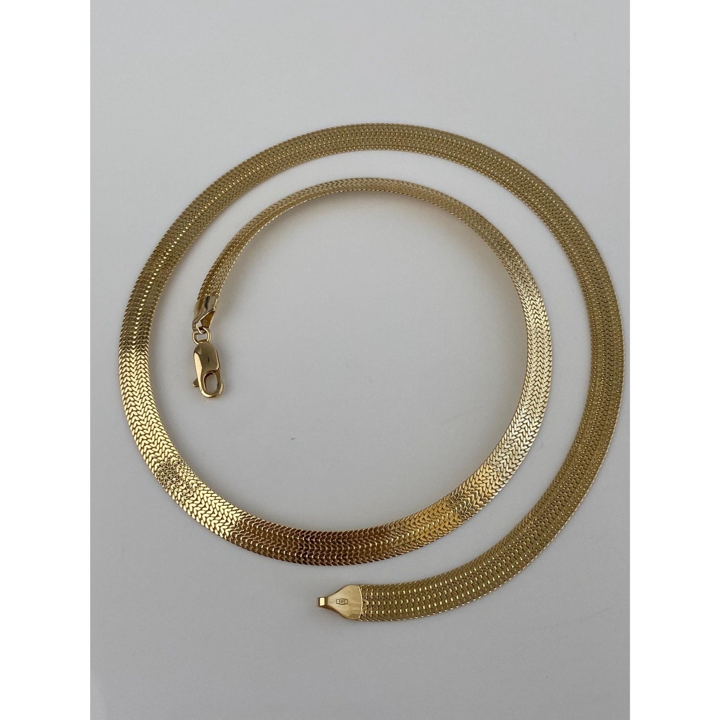 Solid 14k Yellow Gold Flat Woven Chain Necklace - 18.25 inches