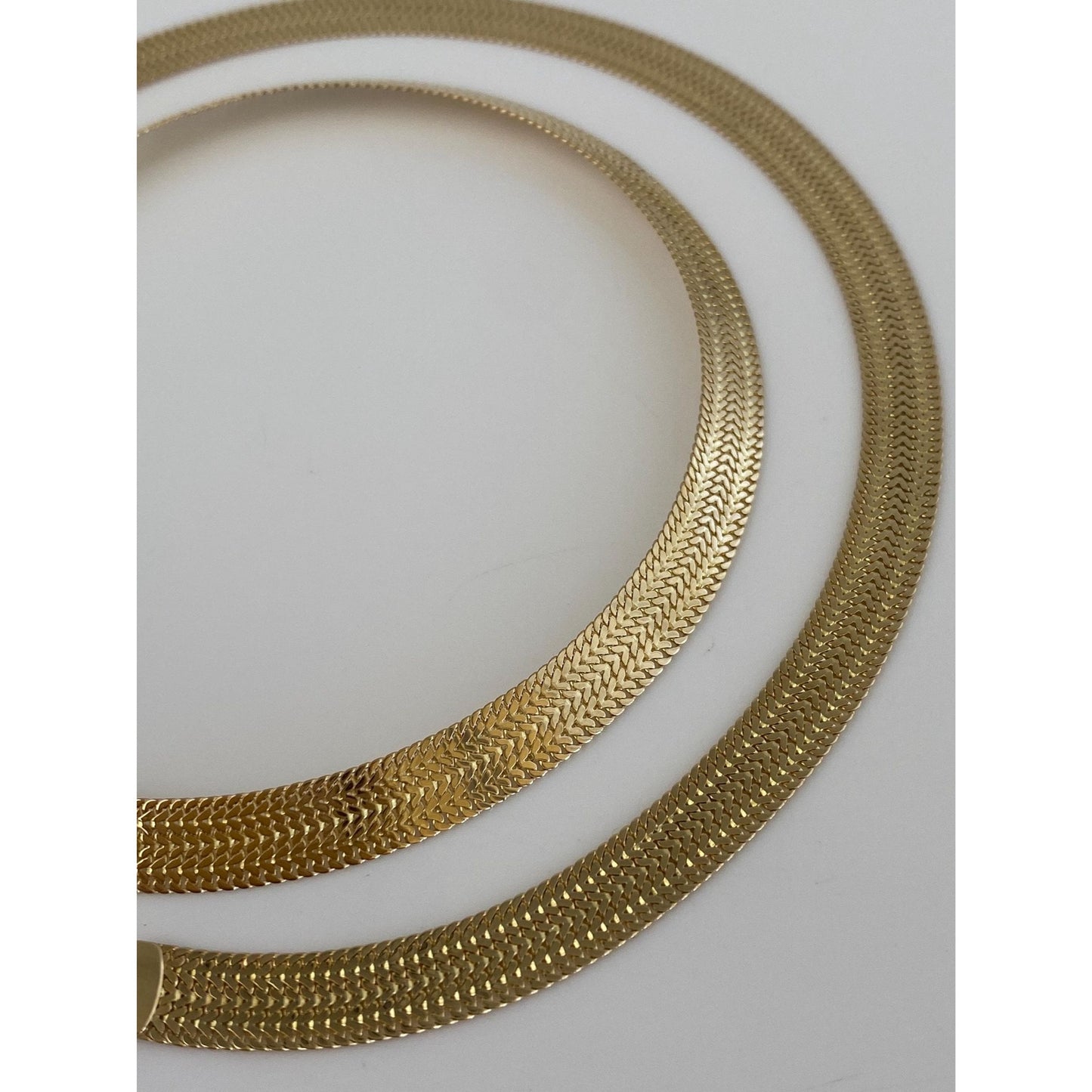 Solid 14k Yellow Gold Flat Woven Chain Necklace - 18.25 inches