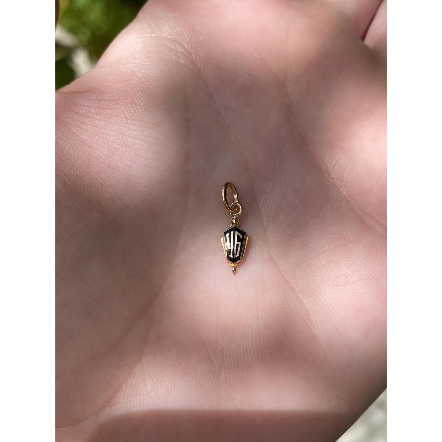 Vintage 14k Yellow Gold Black Enamel 46 Charm