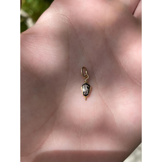 Vintage 14k Yellow Gold Black Enamel 46 Charm