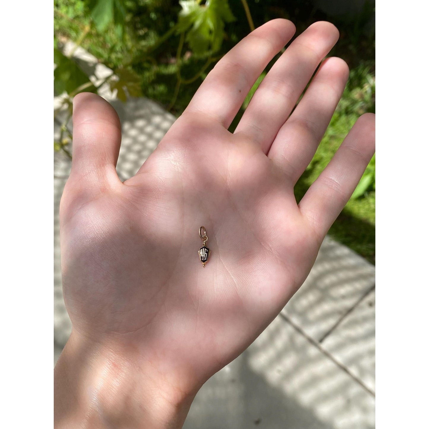 Vintage 14k Yellow Gold Black Enamel 46 Charm