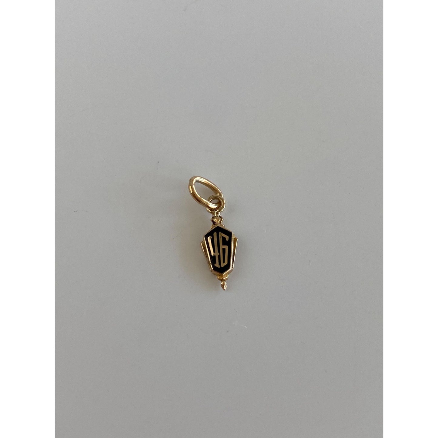 Vintage 14k Yellow Gold Black Enamel 46 Charm