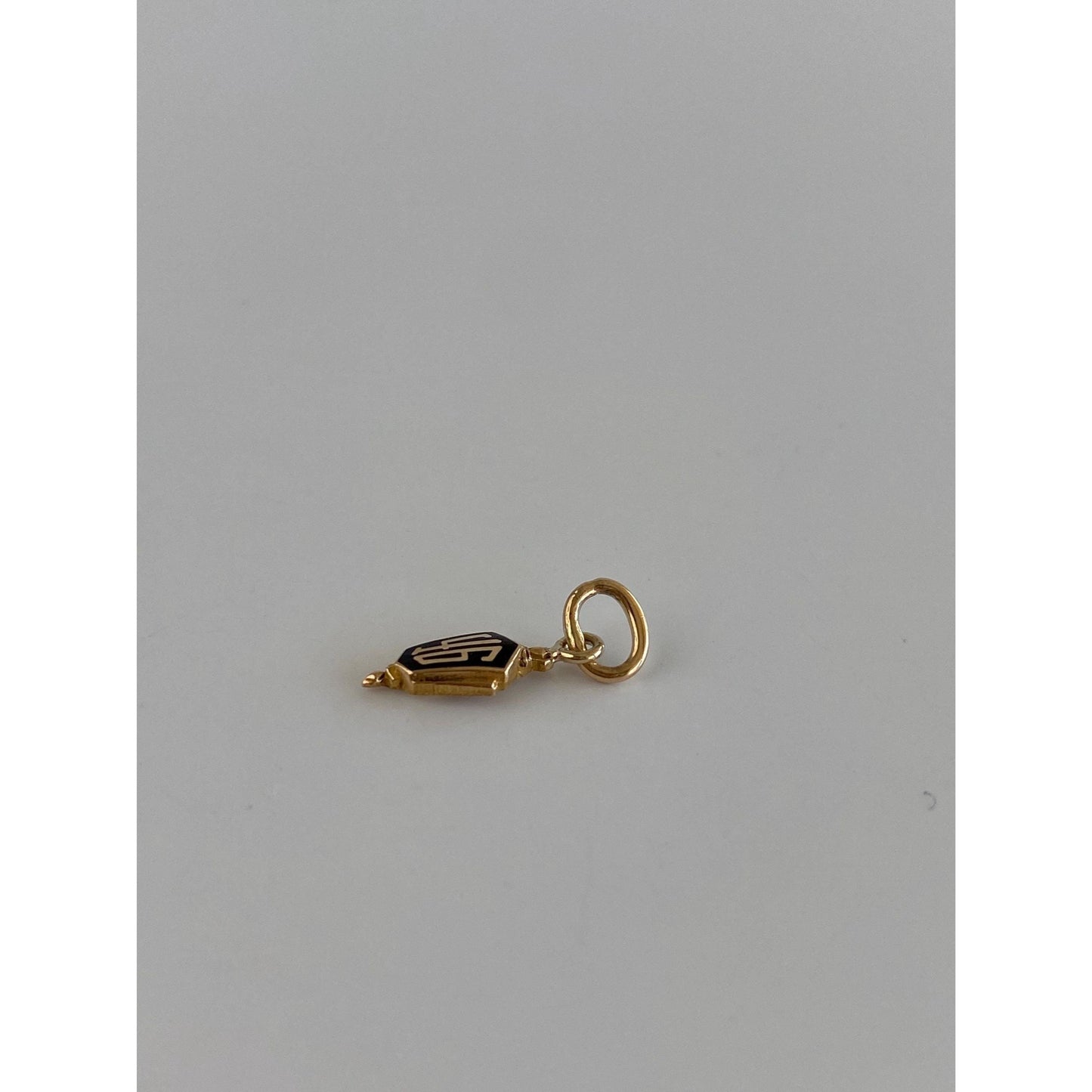 Vintage 14k Yellow Gold Black Enamel 46 Charm