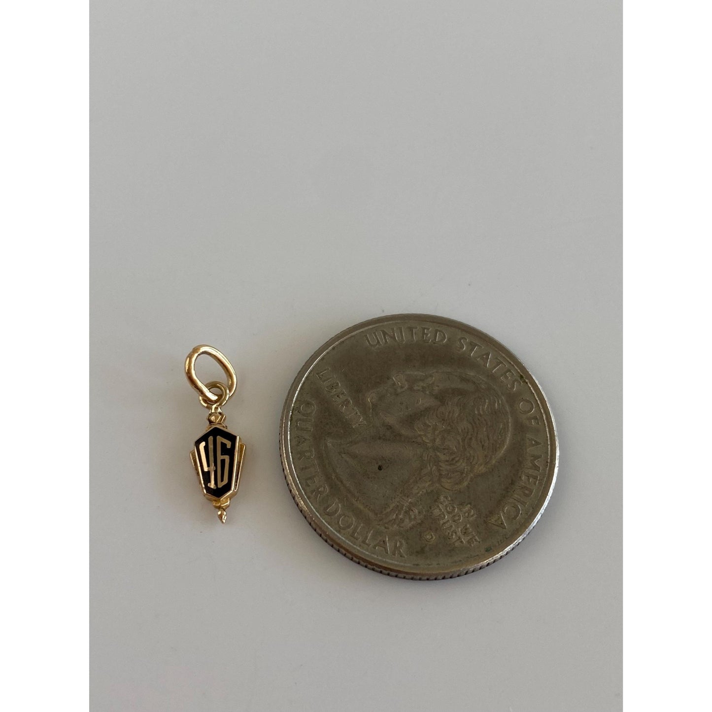 Vintage 14k Yellow Gold Black Enamel 46 Charm