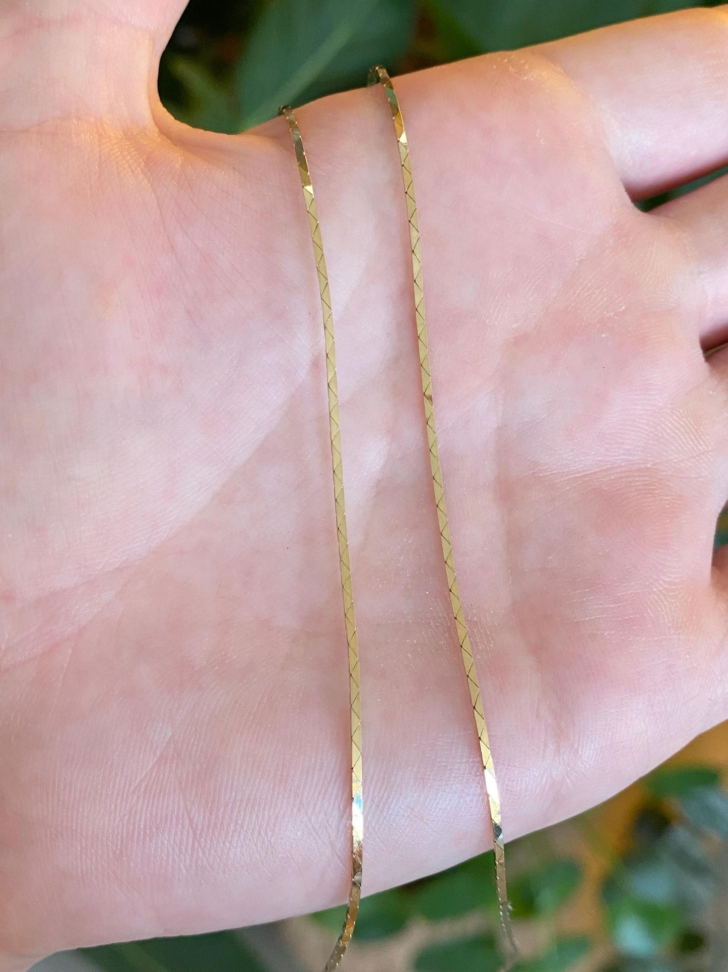 Vintage Solid 14k Yellow Gold Slim Triangle Link Chain Necklace - 16 inches