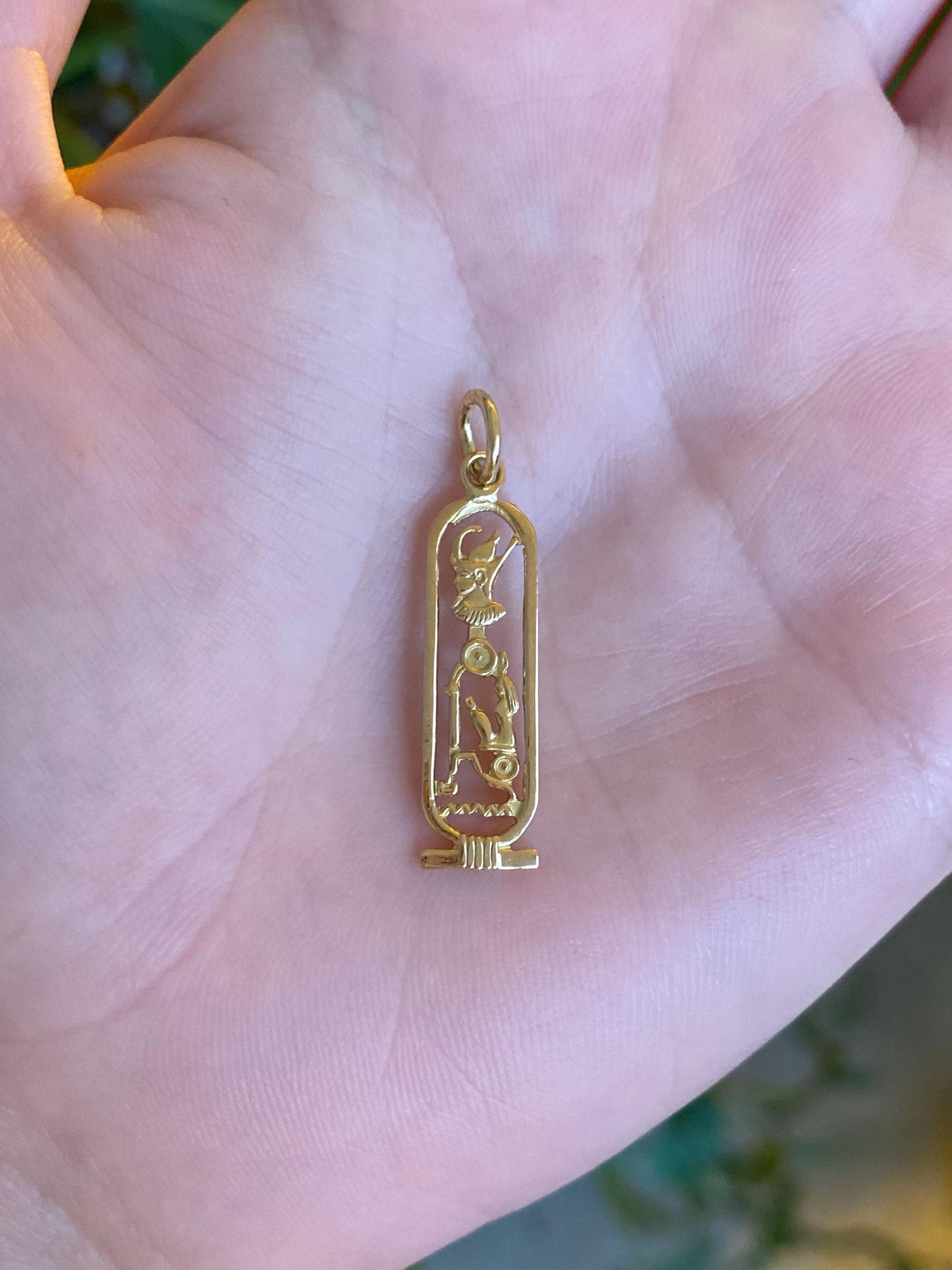 Vintage Solid 18k Yellow Gold Egyptian Cartouche Charm