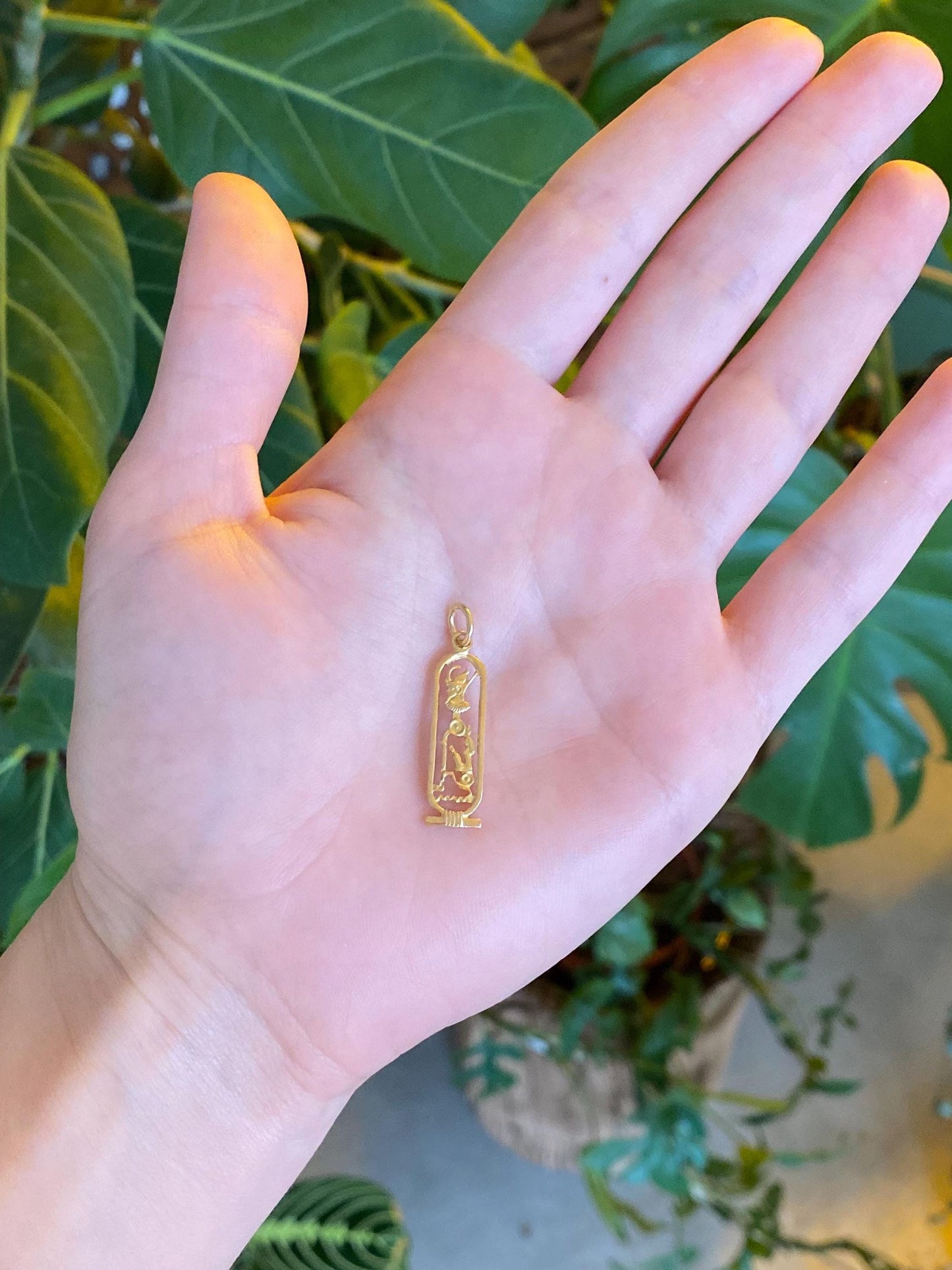 Vintage Solid 18k Yellow Gold Egyptian Cartouche Charm