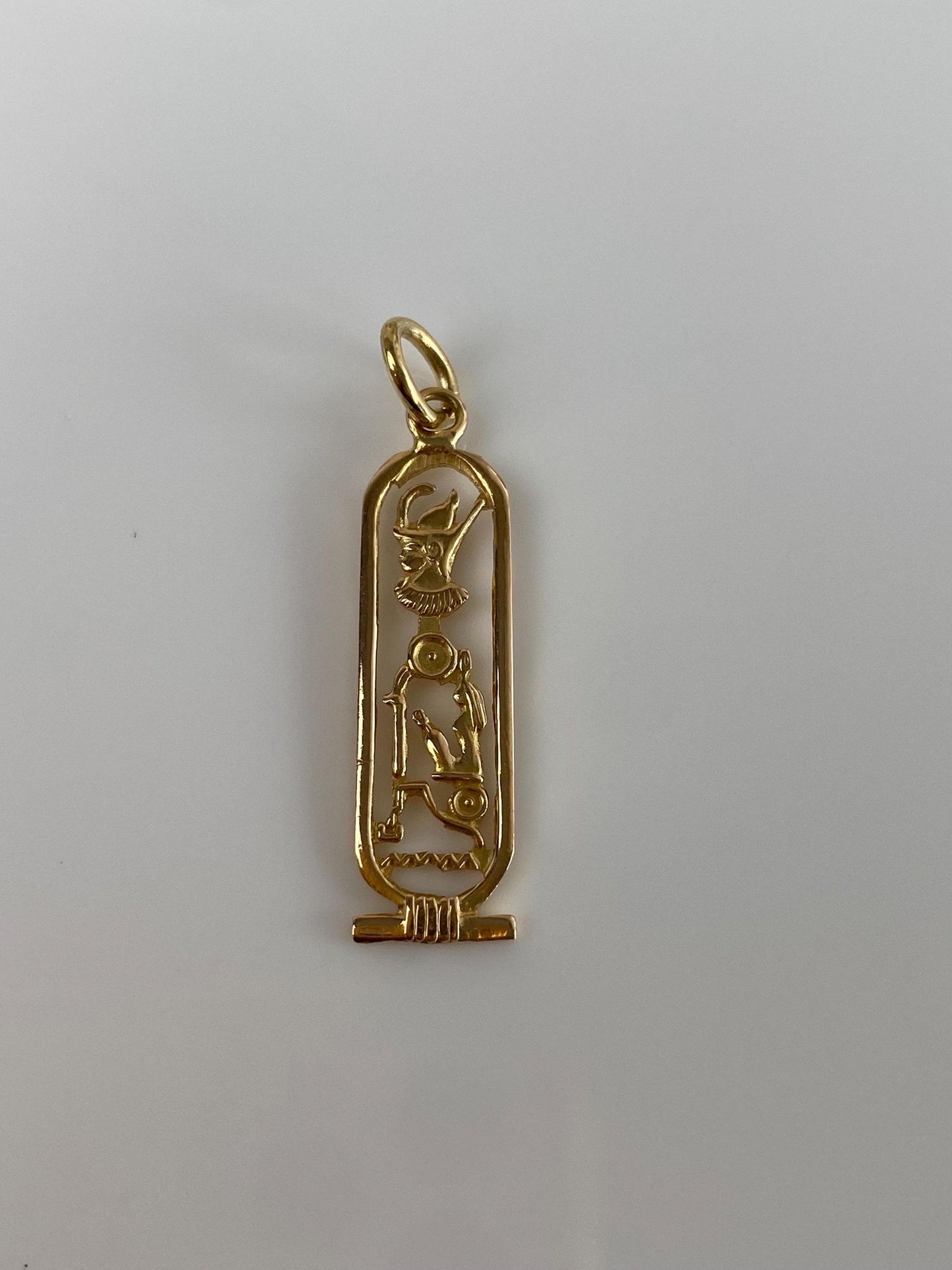 Vintage Solid 18k Yellow Gold Egyptian Cartouche Charm